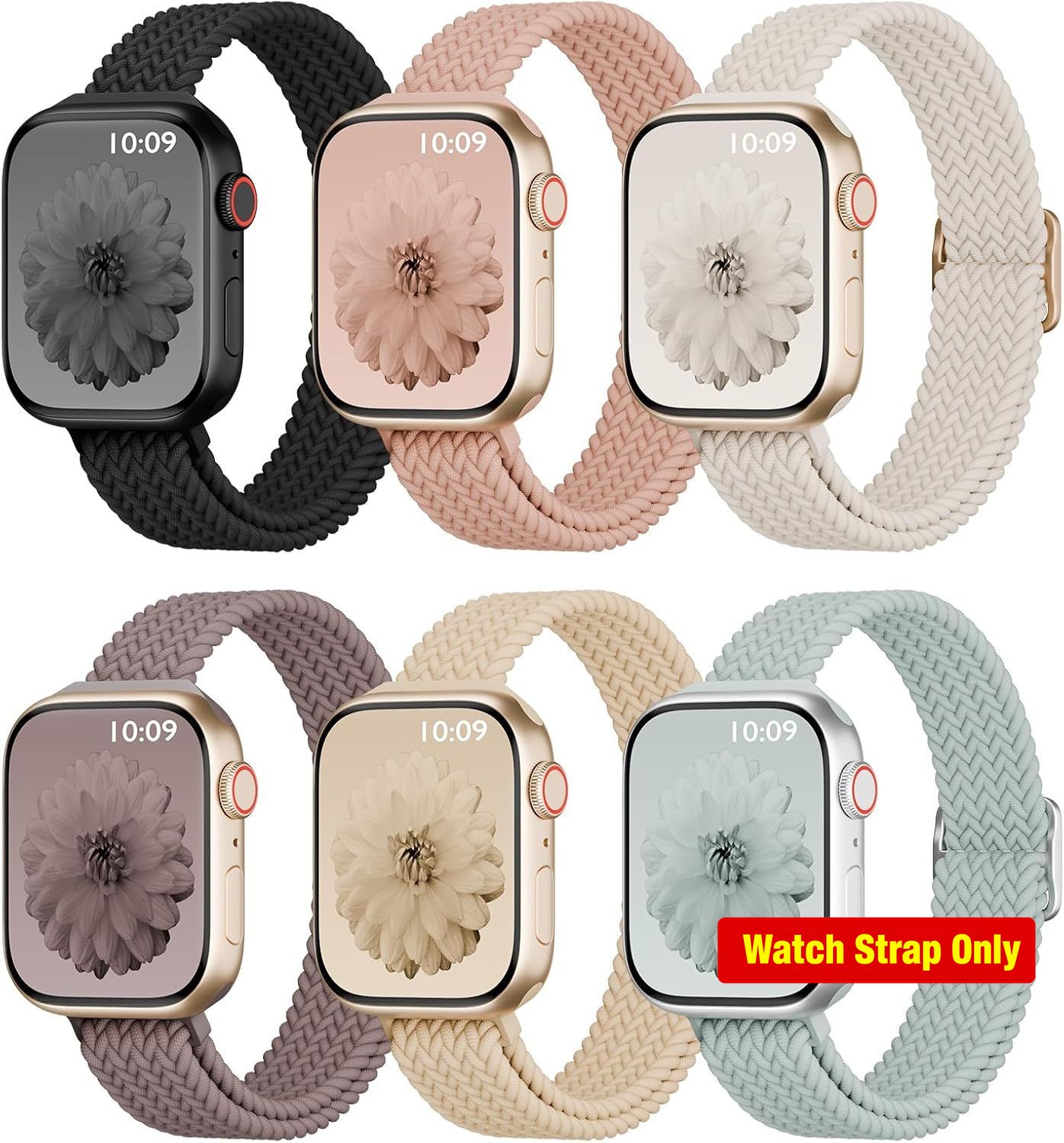6 Pack Nylon Strap Compatible with Apple Watch Series 7 38mm 40mm 41mm