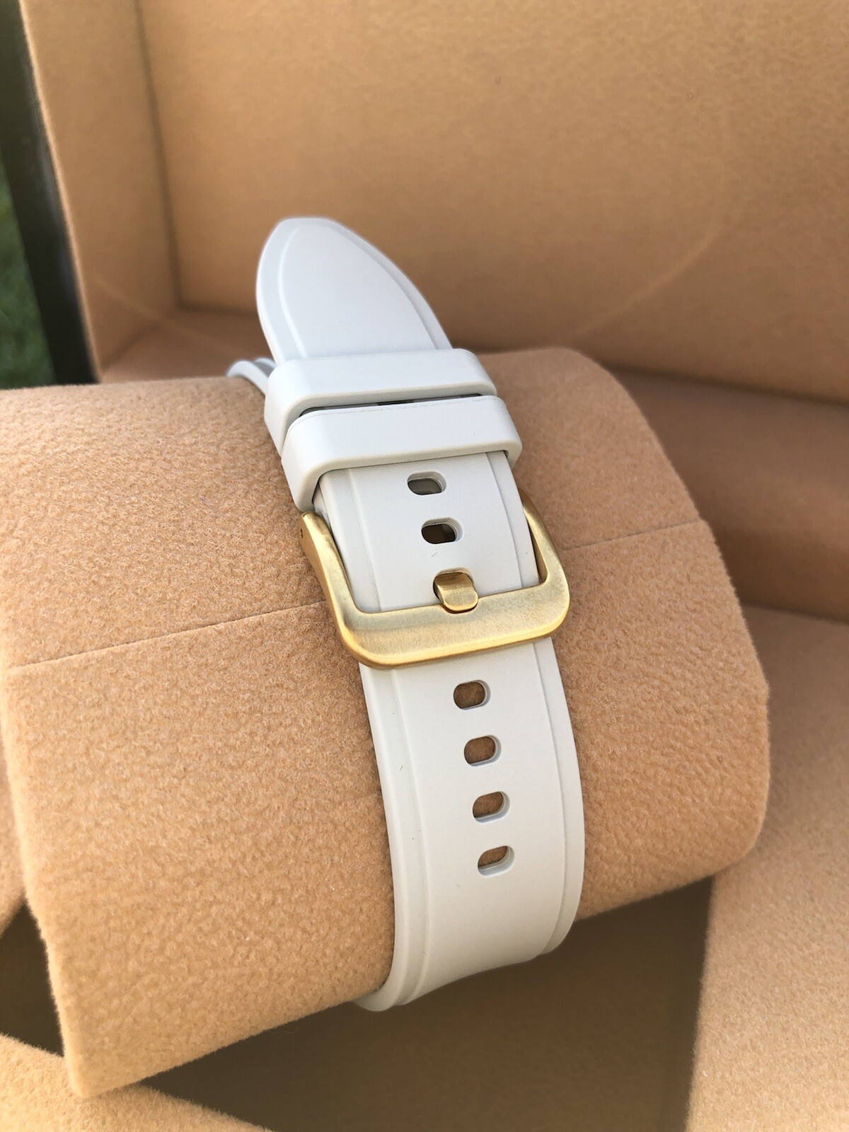Custom 24k Gold 47mm Plated Samsung Galaxy Watch 6 Gold Bezel Gray Fabric Band