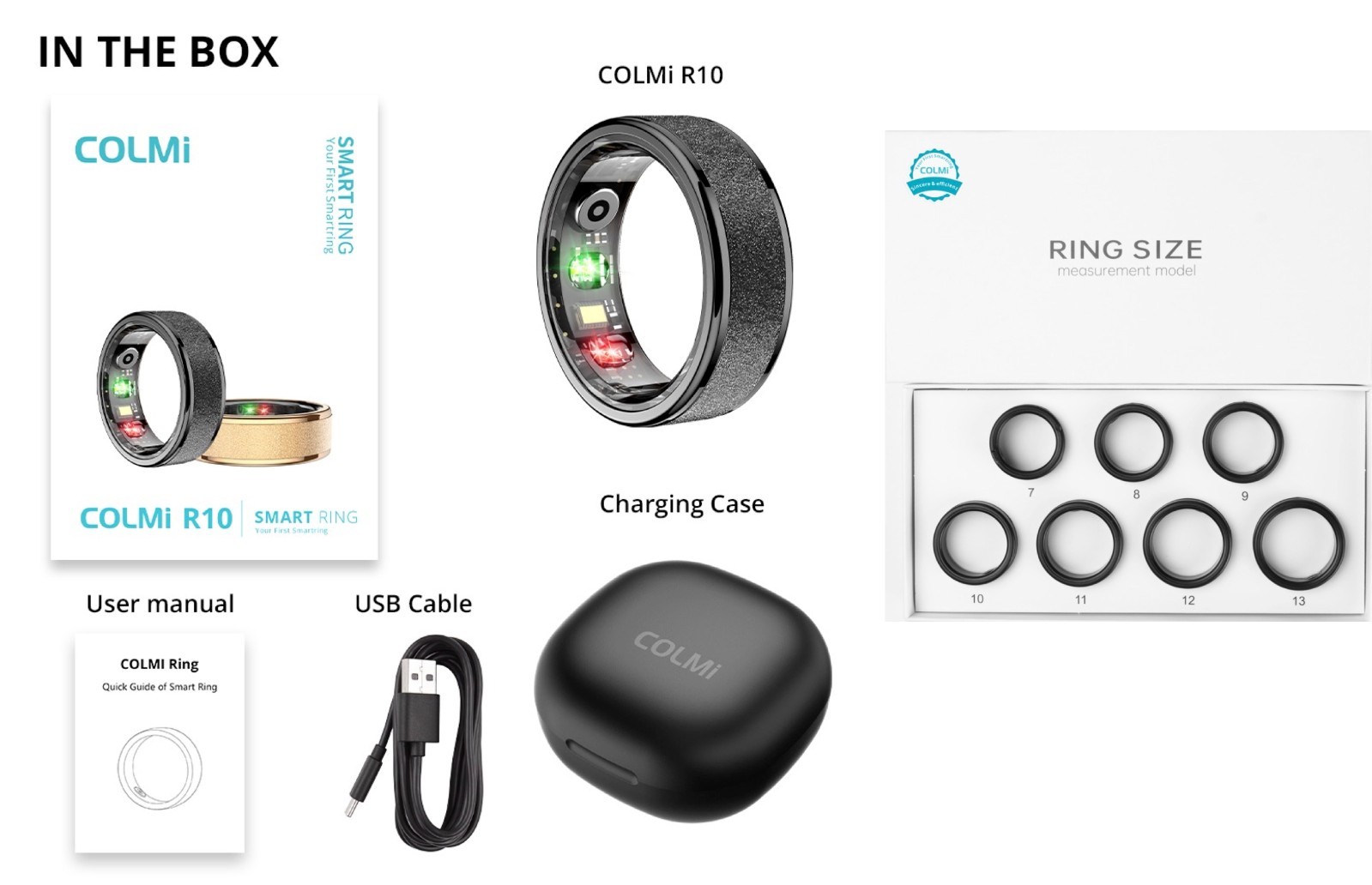 COLMI R10 Smart Ring with Charging Case + Sizing Kit Bundle – Size Guarantee