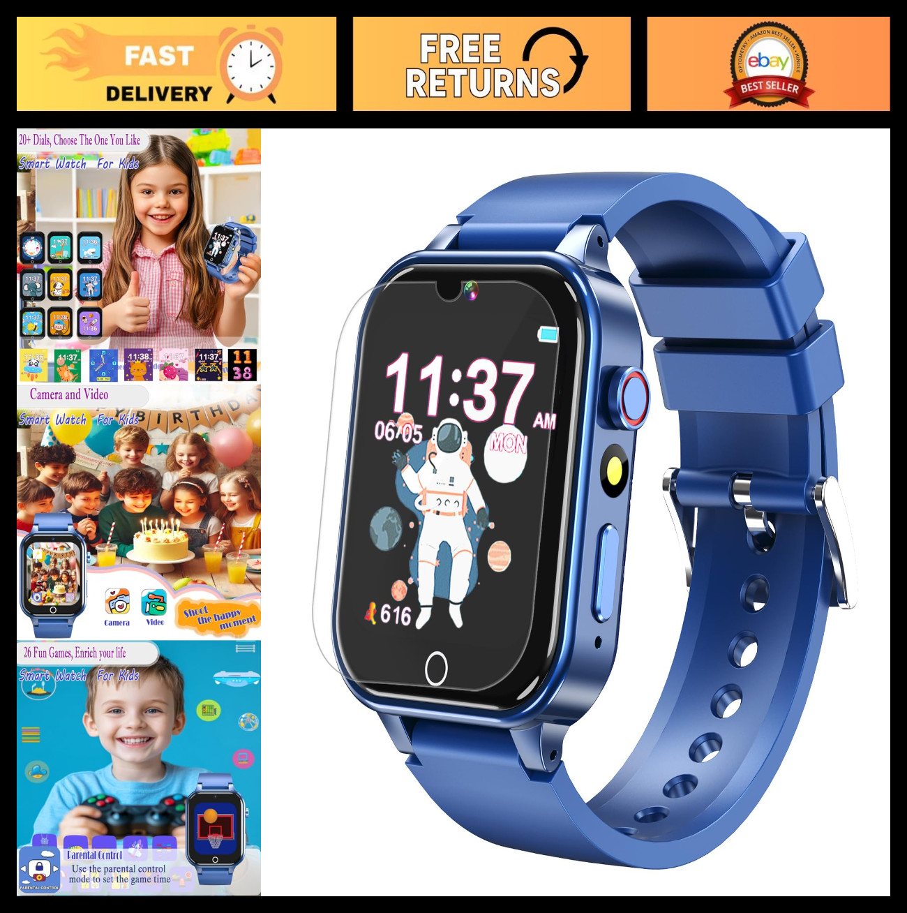 Kids Smart Watch 4-12 Years – 26 Games, Camera, Music Player, Pedometer, Gifts