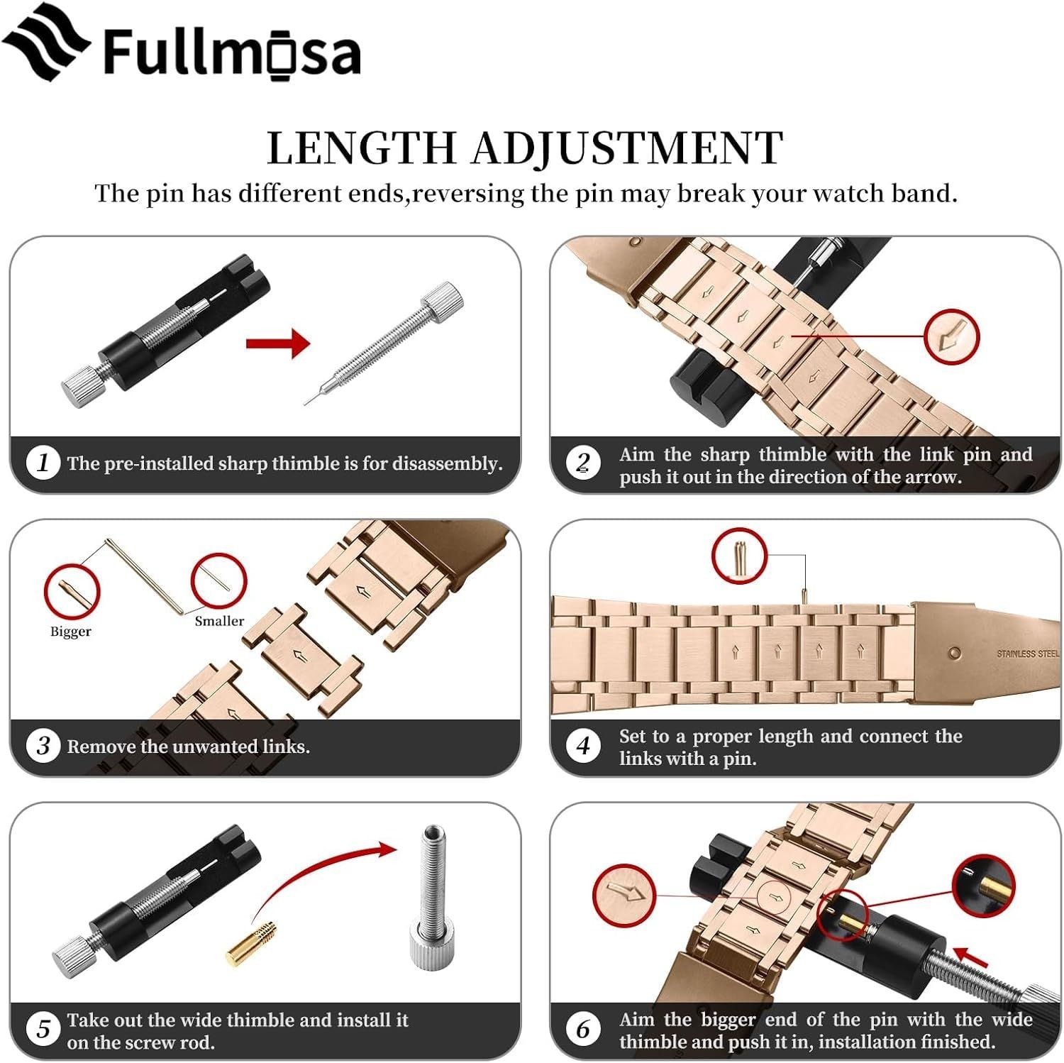 Metal Strap Compatible with Apple Watch Series 1-11 49/44mm Rose Gold