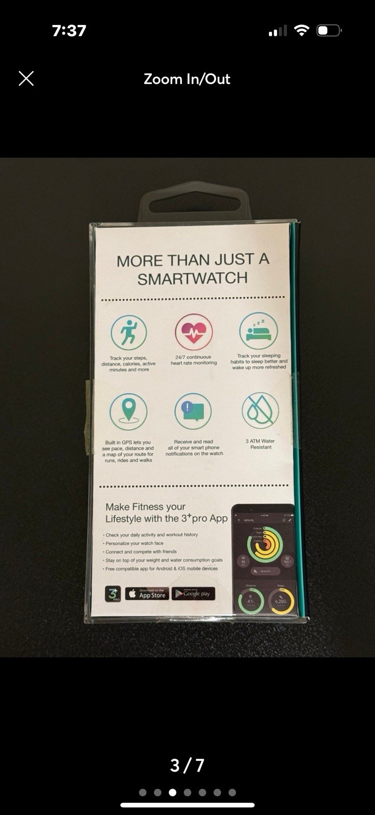 3Plus Pro Vibe+ smart watch with built in GPS and Heart Rate Monitor
