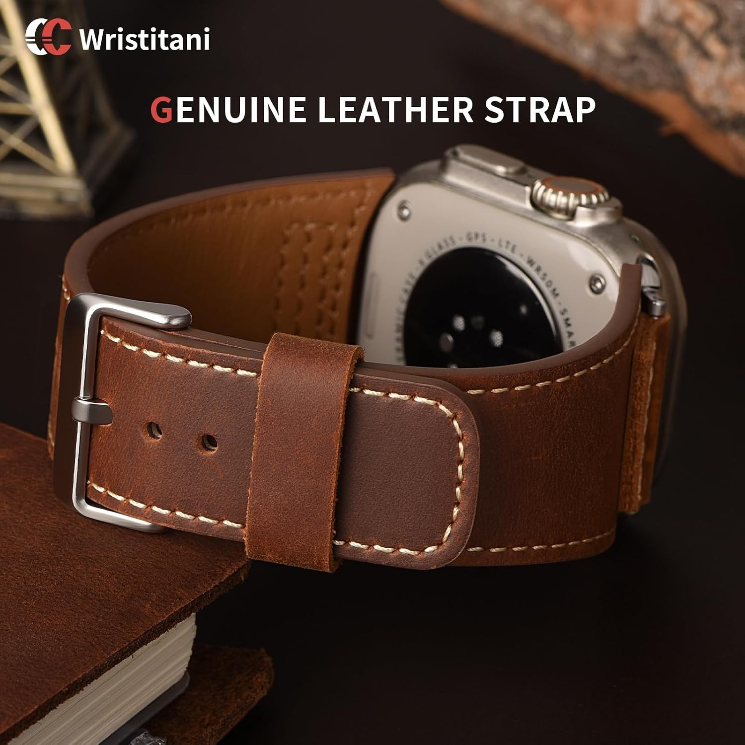 Leather Bands for Apple Watch 49mm 46mm 45mm 44mm 42mm 41mm 40mm, Genuine Leathe