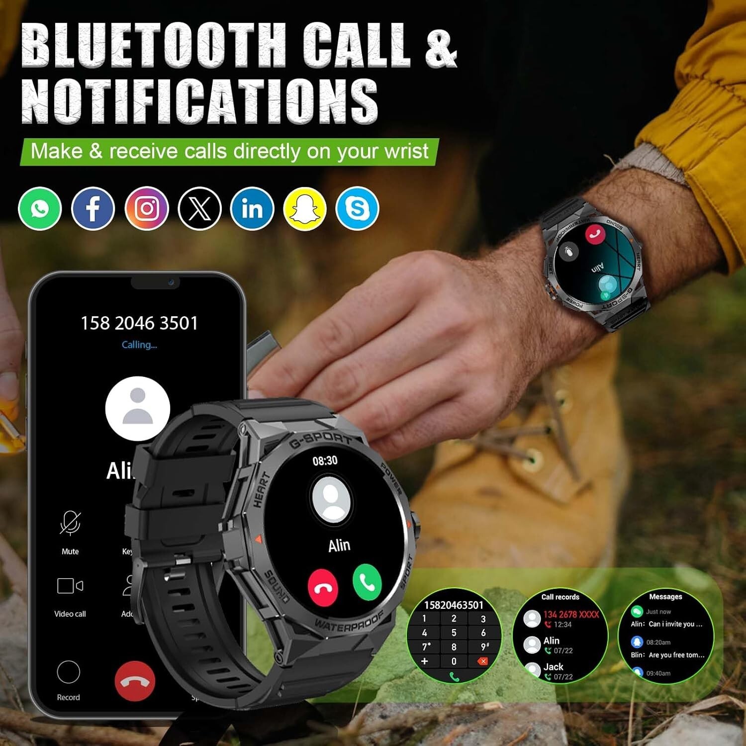 Military Smart Watches for Men Make/Answer Call 1.43″ AMOLED Screen Heart Rate