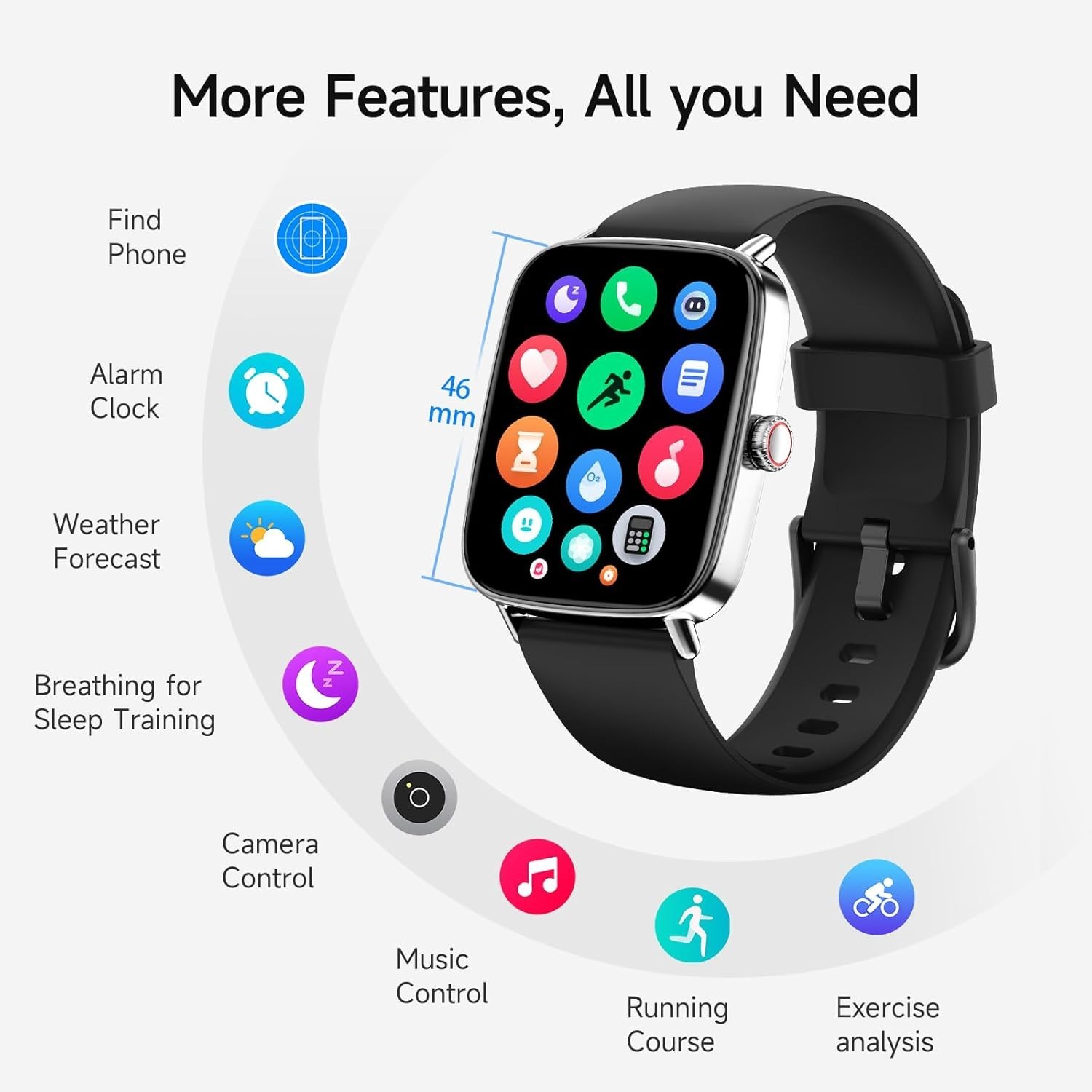 Waterproof Smart Watch for Fitness & Connectivity – 1.85″ AMOLED Display
