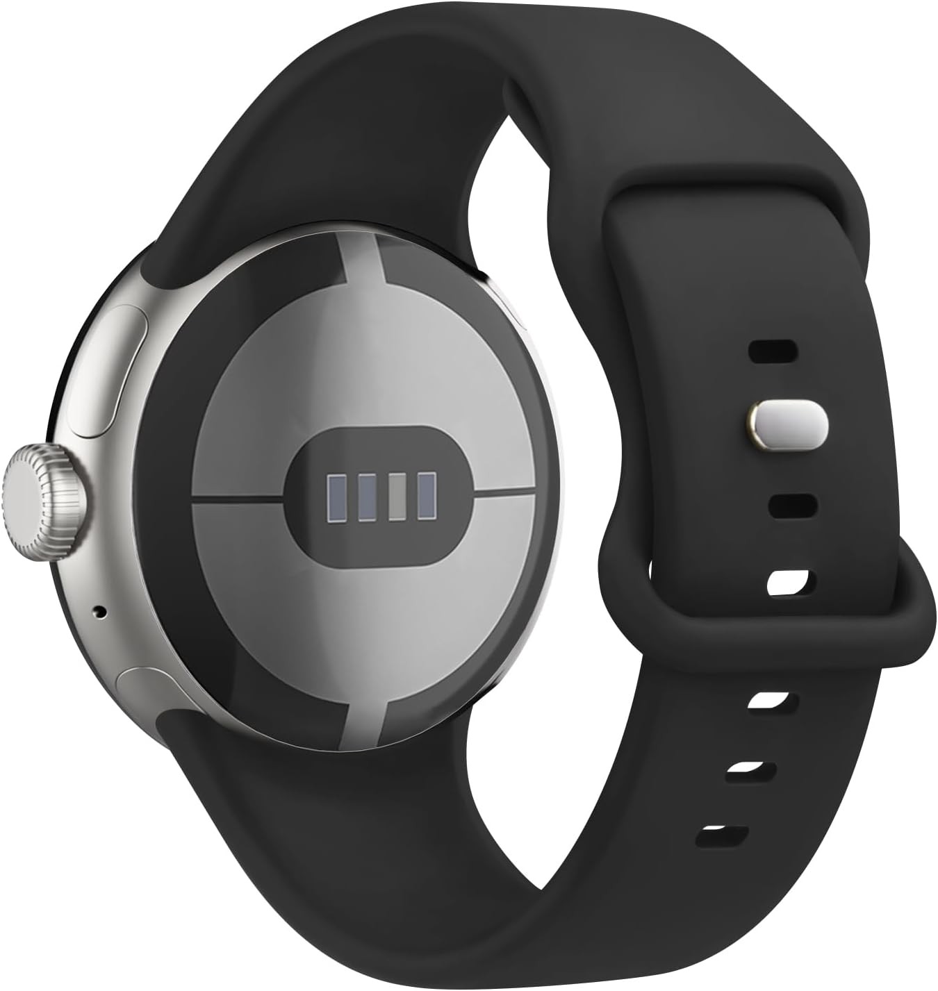 Black Soft Silicone Replacement Band for Google Pixel Watch 2/3 (41mm) Sports St
