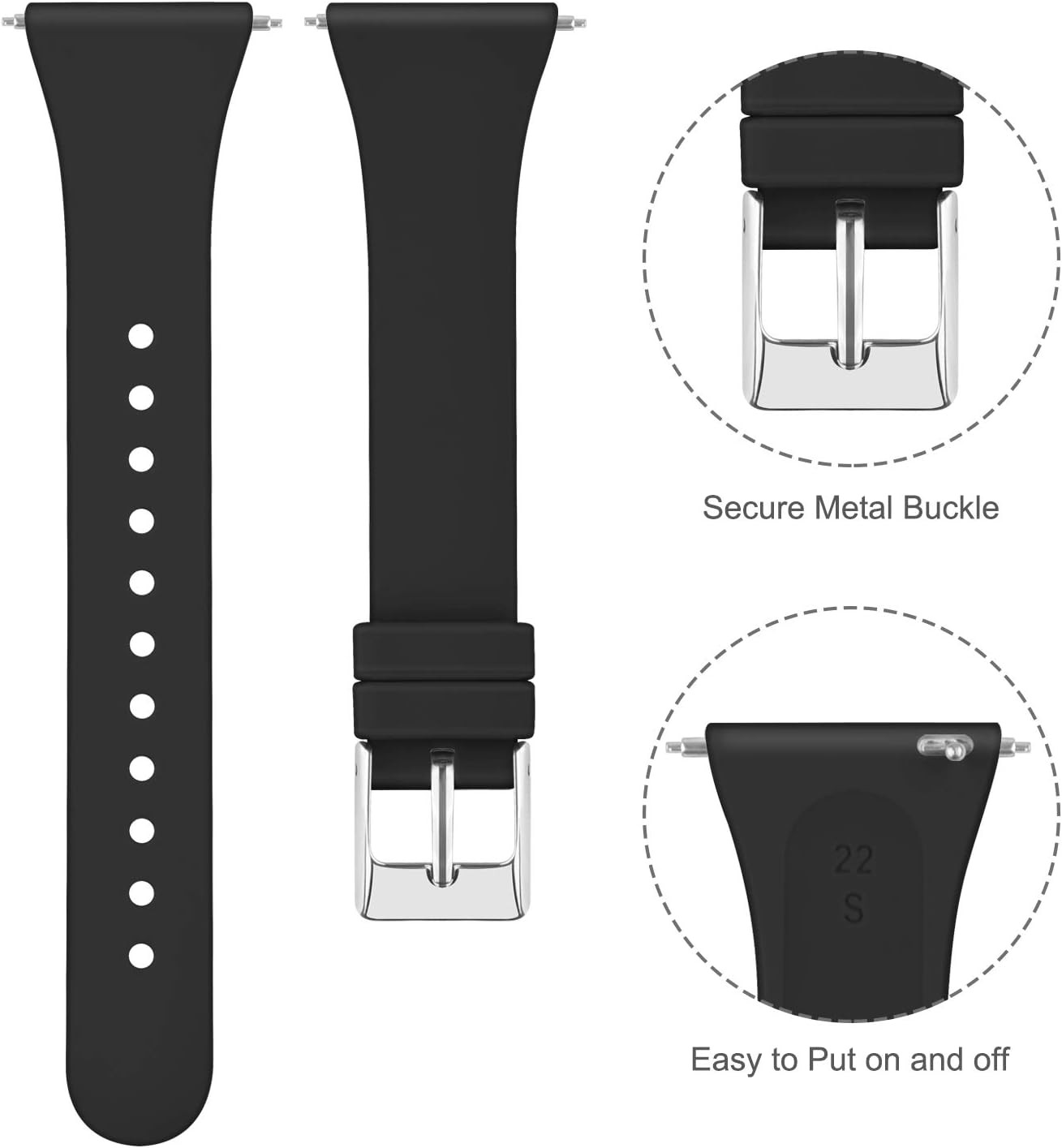 3 Silicone Strap Compatible with Fitbit Versa 2, Black/Gray/White