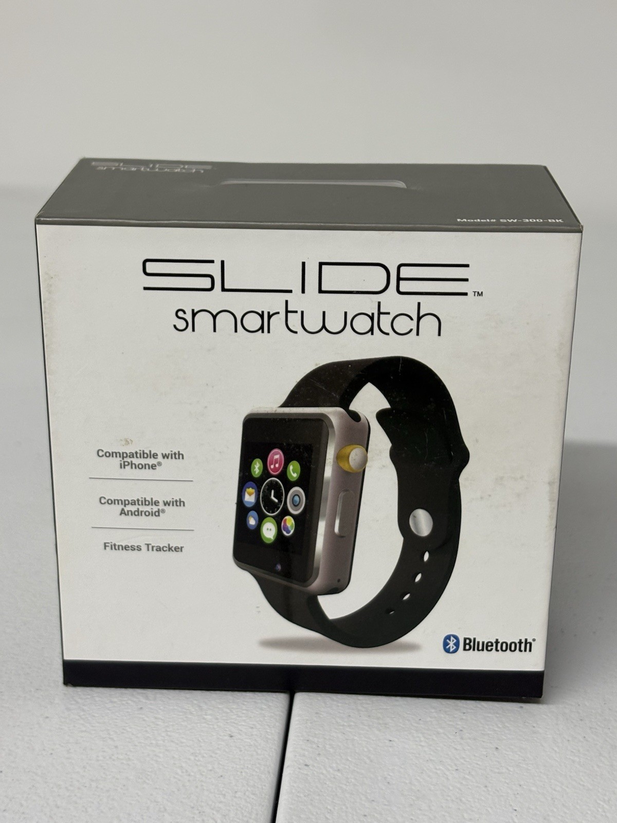 SLIDE SW-300-BK Smartwatch Fitness Tracker Bluetooth Black Band iOS Android