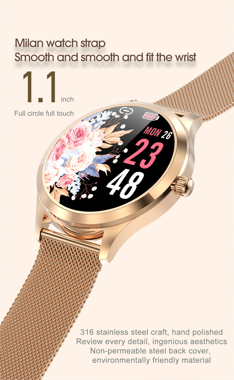 Fashion Women Ladies Smart Watch Sleep Monitor Ladies Wristwatch for Girls Gift