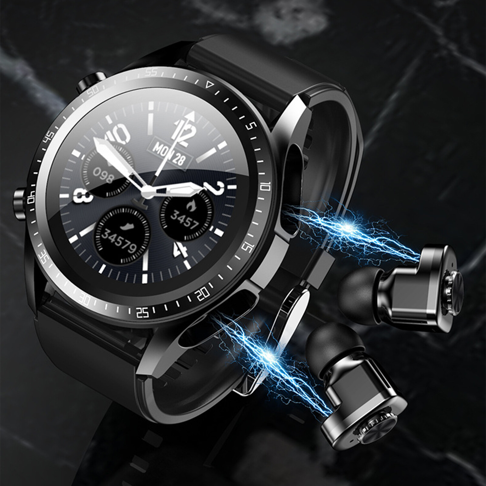 2 In 1 Smart Watch with Earbuds Men Smartwatch Wireless Headset For Android iOS