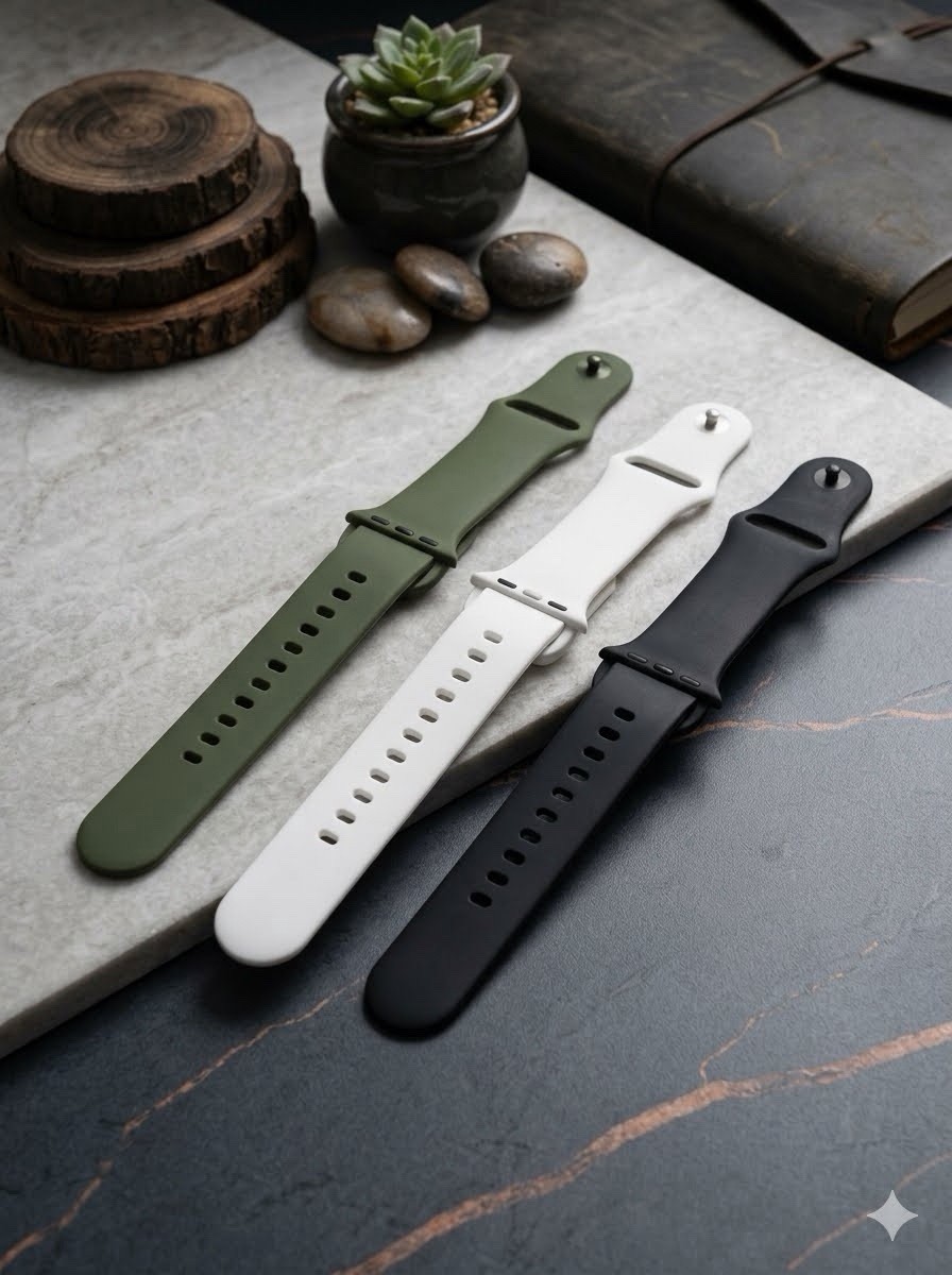 (2) Packs Of Sport Apple Watch Band Pack, Black/white/Green, 42/44/45/49MM
