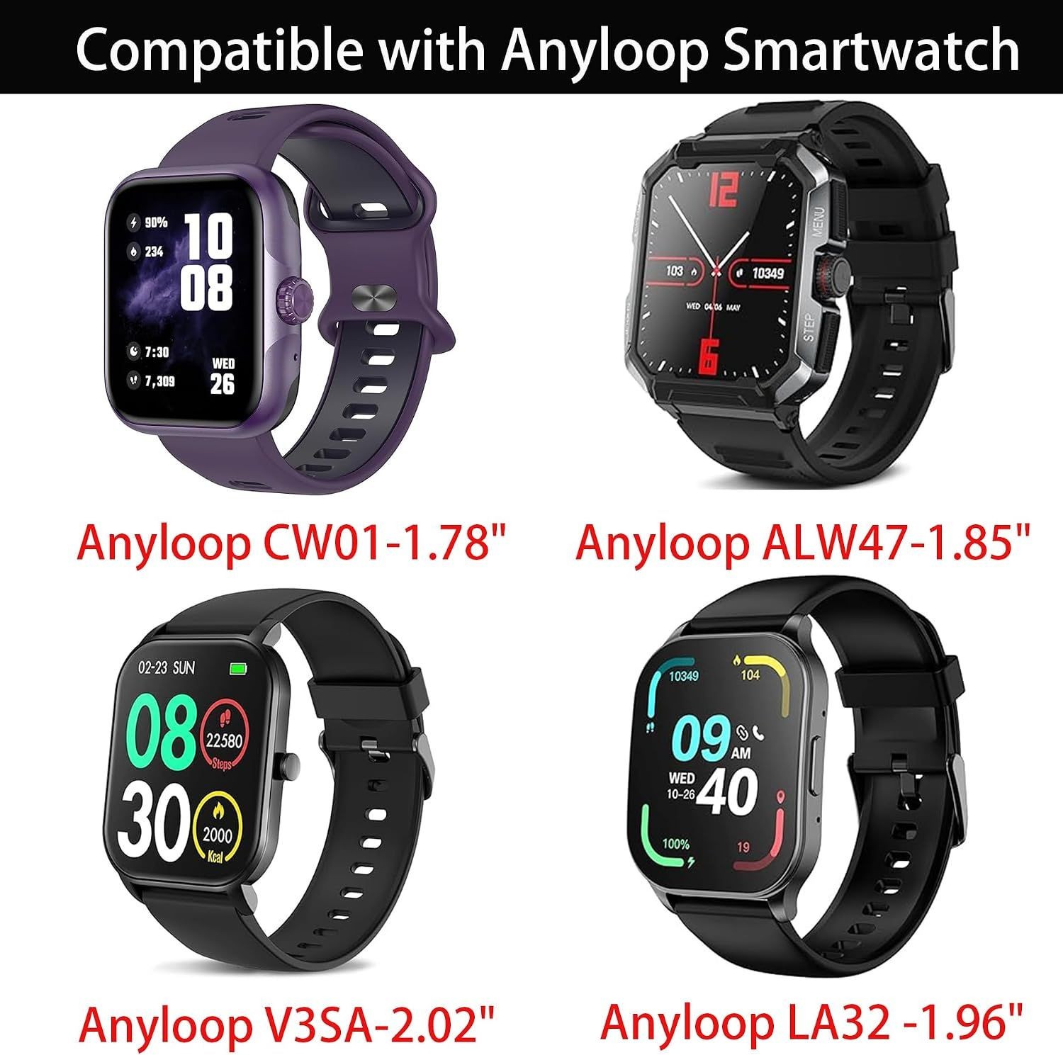 22mm Soft Silicone Strap Compatible with Anyloop CW01 Smartwatch