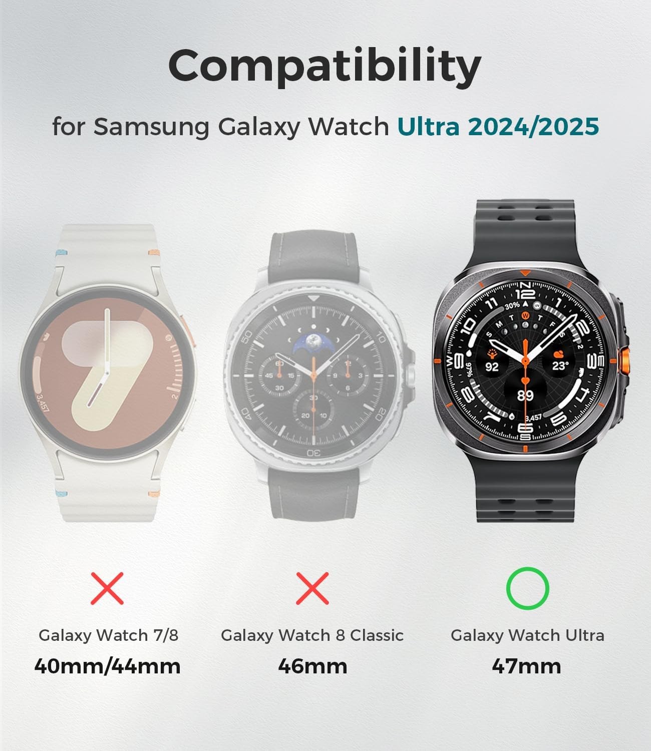 Metal Case with Screen Protector for Galaxy Watch Ultra 47mm 360° Full-Body Bump