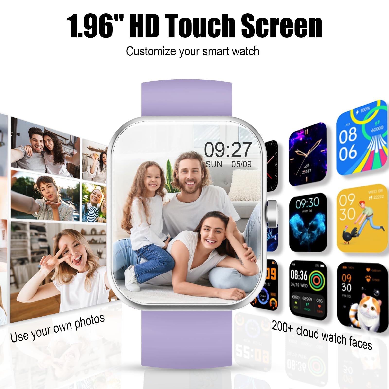 Smart Watch for Men Women, Answer/Make Call, 1.96″ HD Fitness Tracker RUNNING