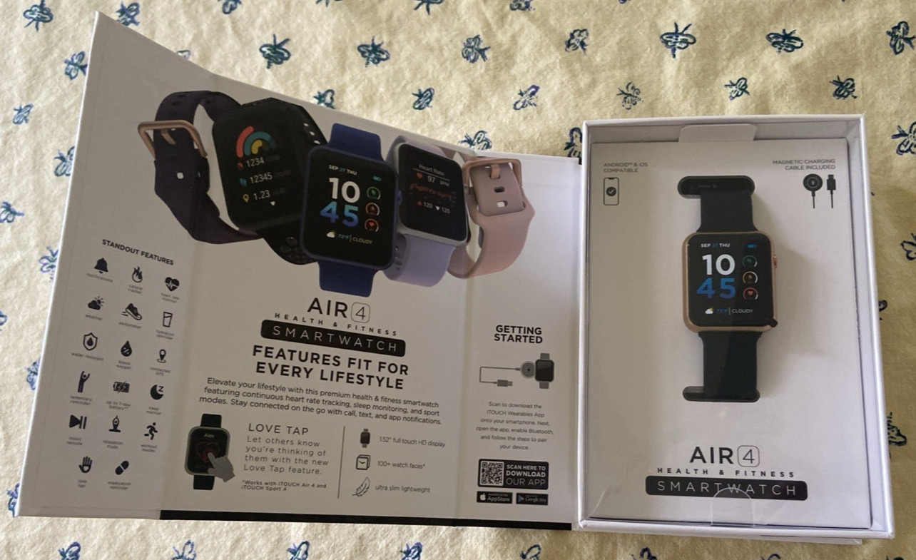 iTouch Wearables AIR 4 Smartwatch Rose Gold / Black *NEW* Health Fitness Tracker