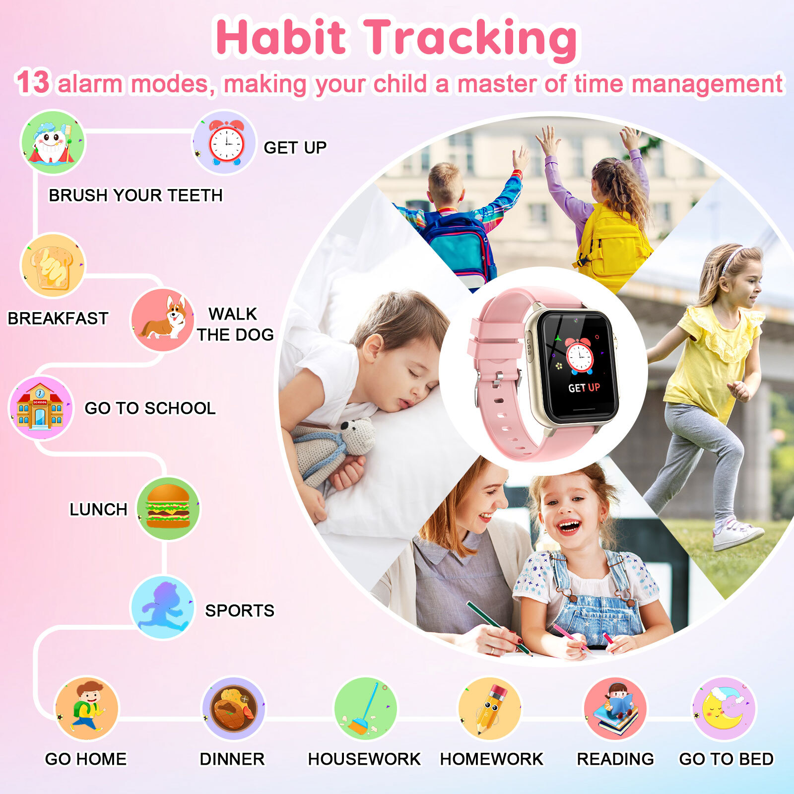 Kids Smart Watch Touchscreen 30+ Puzzle Games 140 Learning Cards Camera Music US
