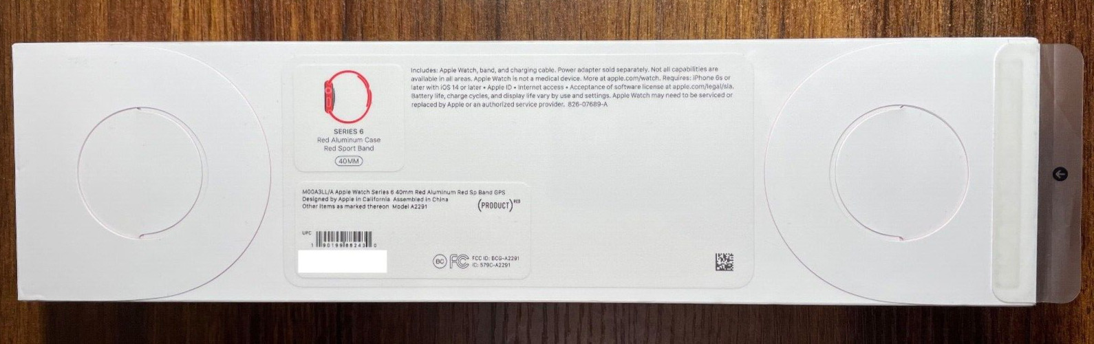 Brand New Apple Watch Series 6 40mm Aluminum Case Red Sport Band – (M00A3LLA)