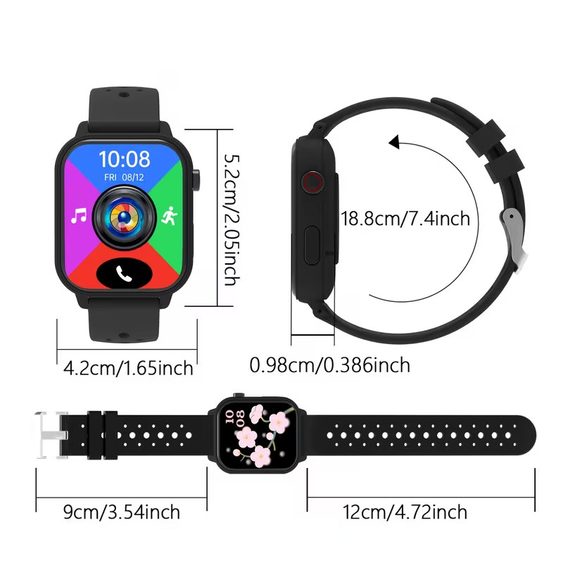 Smart Watch – Android or Apple Compatable – Pink-Black-Purple – Silicone Band