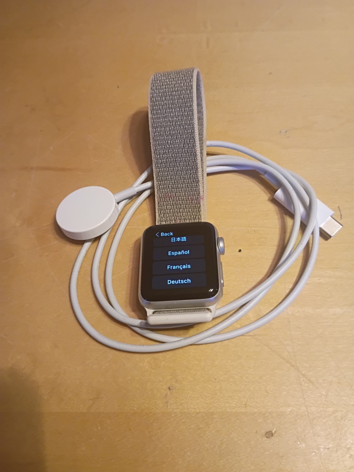 Apple Watch Series 3 38mm gray nylon sport loop band in good condition.