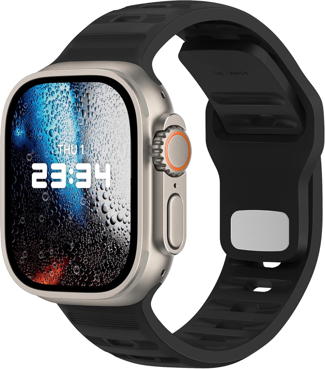 Silicone Strap Compatible with Apple Watch Ultra 2 40mm 44mm Black