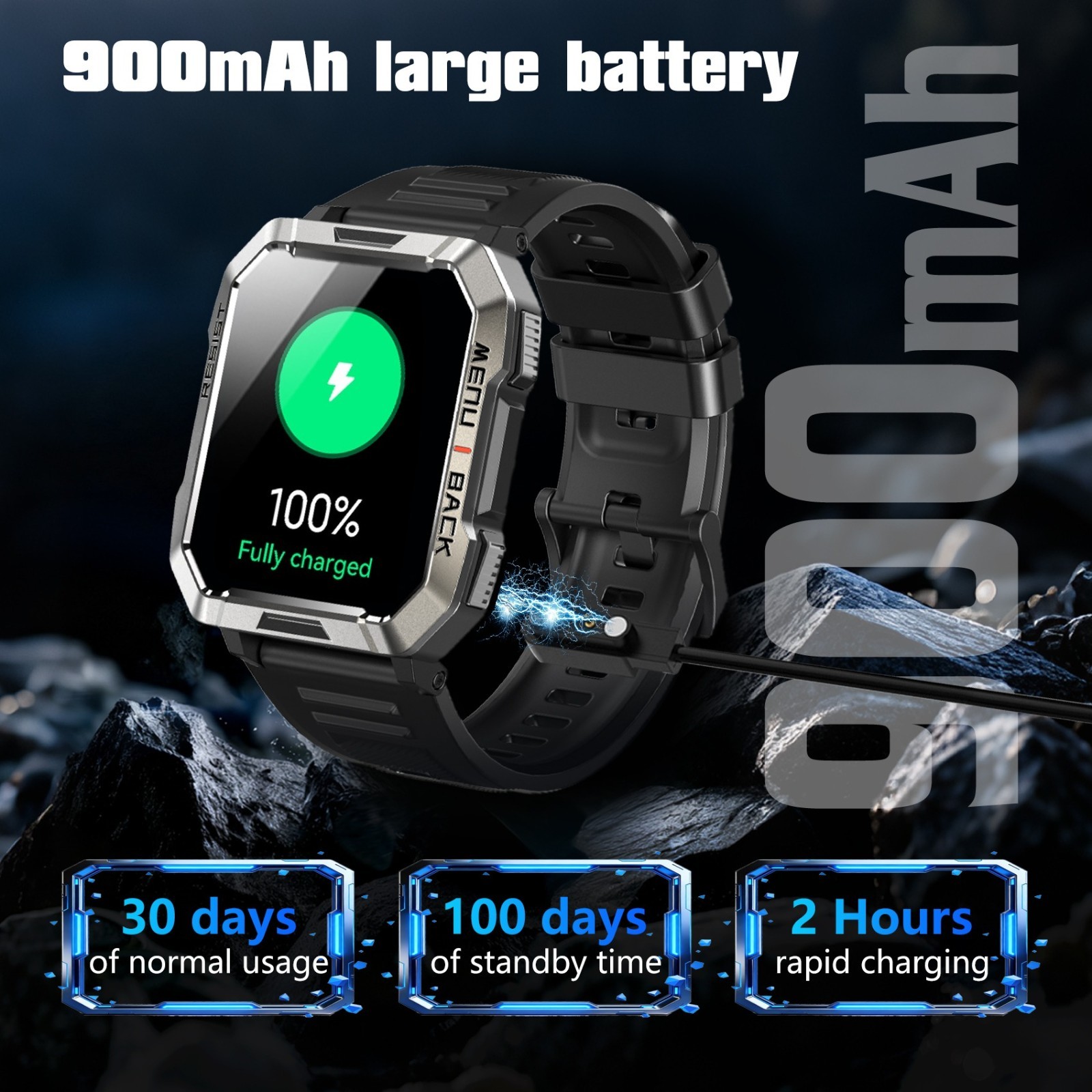 Military Smart Watch Men Bluetooth Call Rugged Fitness Tracker for Android iOS