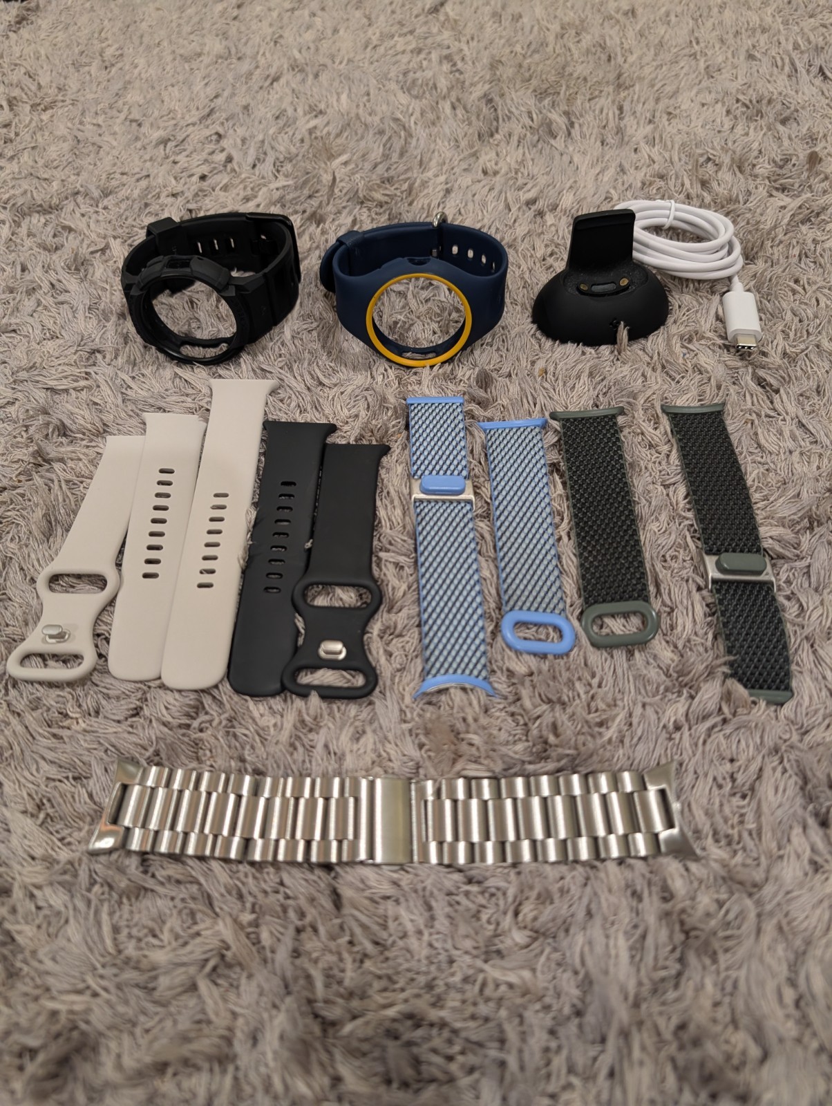 Google Pixel Watch 41mm Wi-Fi – Polished Silver Case with 8 bands, 5 OEM
