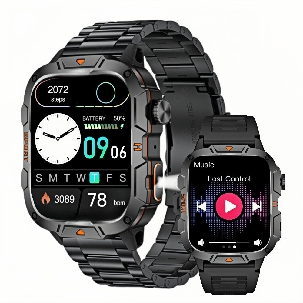 Military Smart Watch for Men(Call Receive/Dial) Heart Rate Music Fitness Tracker