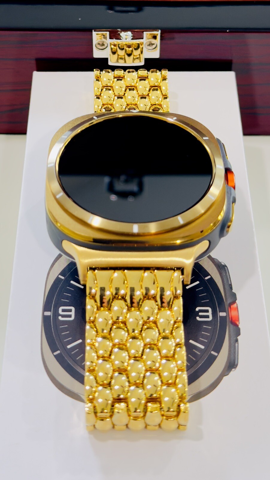 CUSTOM GOLD Samsung Galaxy Watch Ultra Black 47mm 24k Gold Plated Links Band