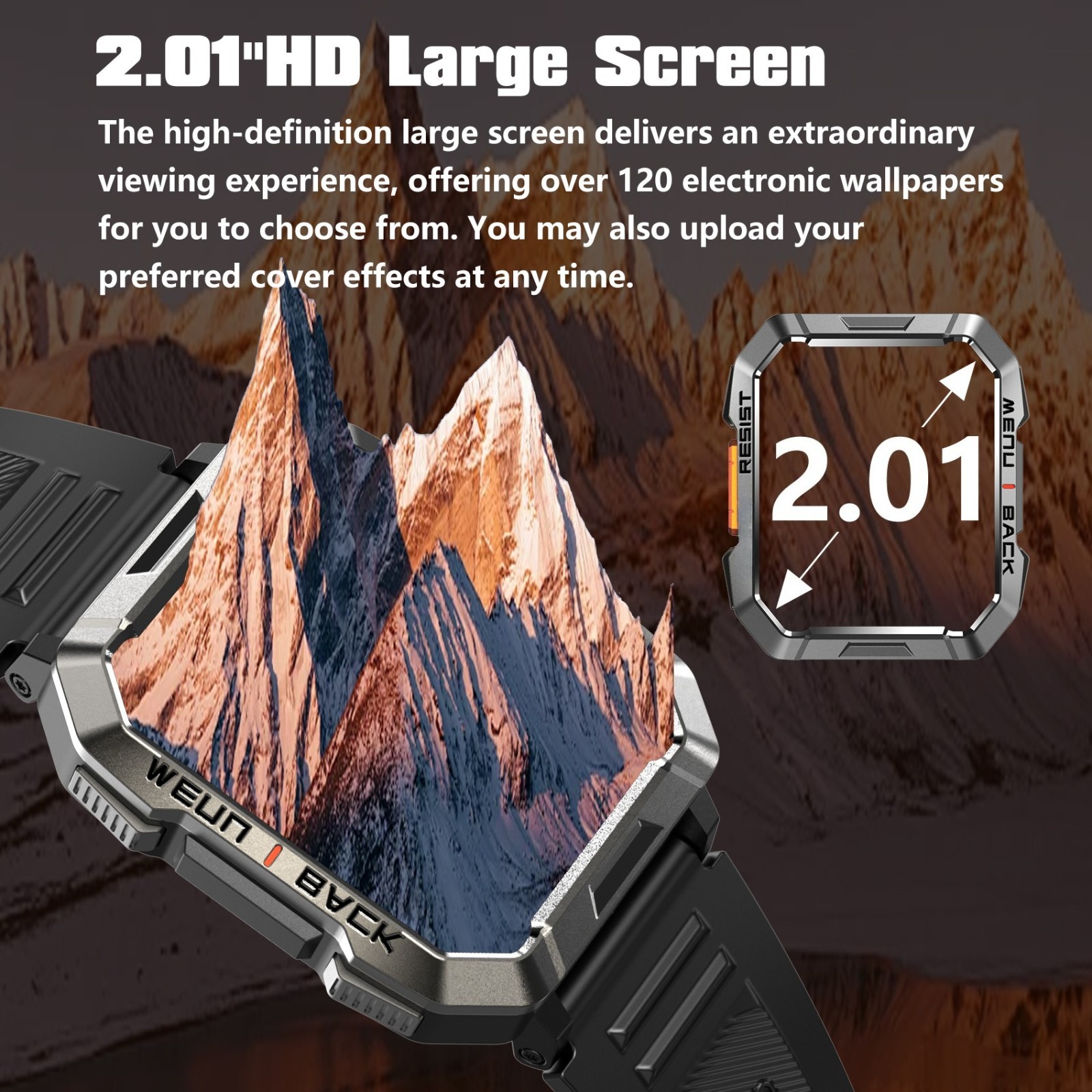 Military Smart Watch Men Bluetooth Call Rugged Fitness Tracker for Android iOS