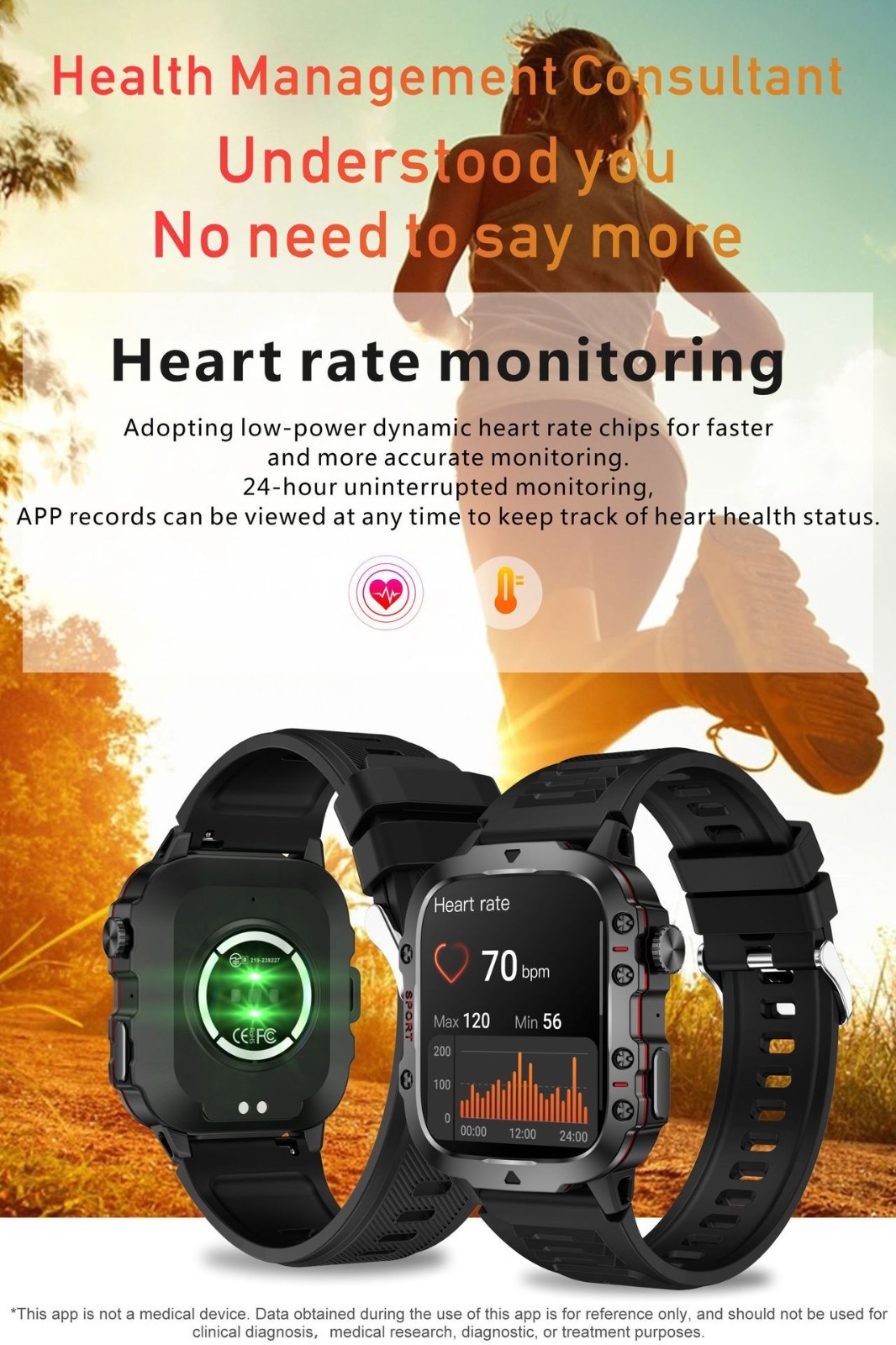 Smart Watch 1.96″ HD Waterproof Fitness Tracker Heart Rate Monitor Long Battery