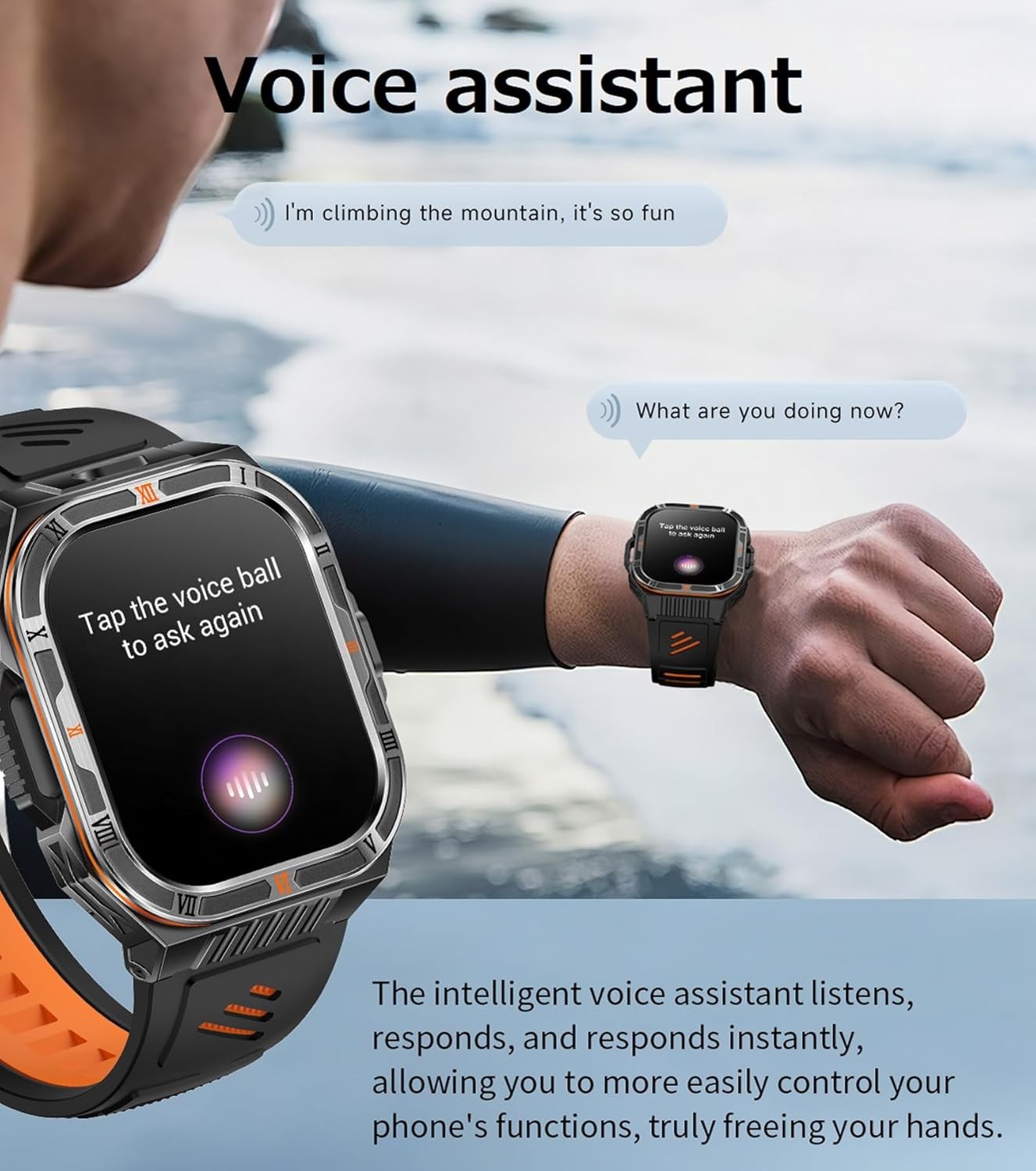 Military Smart Watch For Men Outdoor Compass Flashlight Sport Fitness Smartwatch