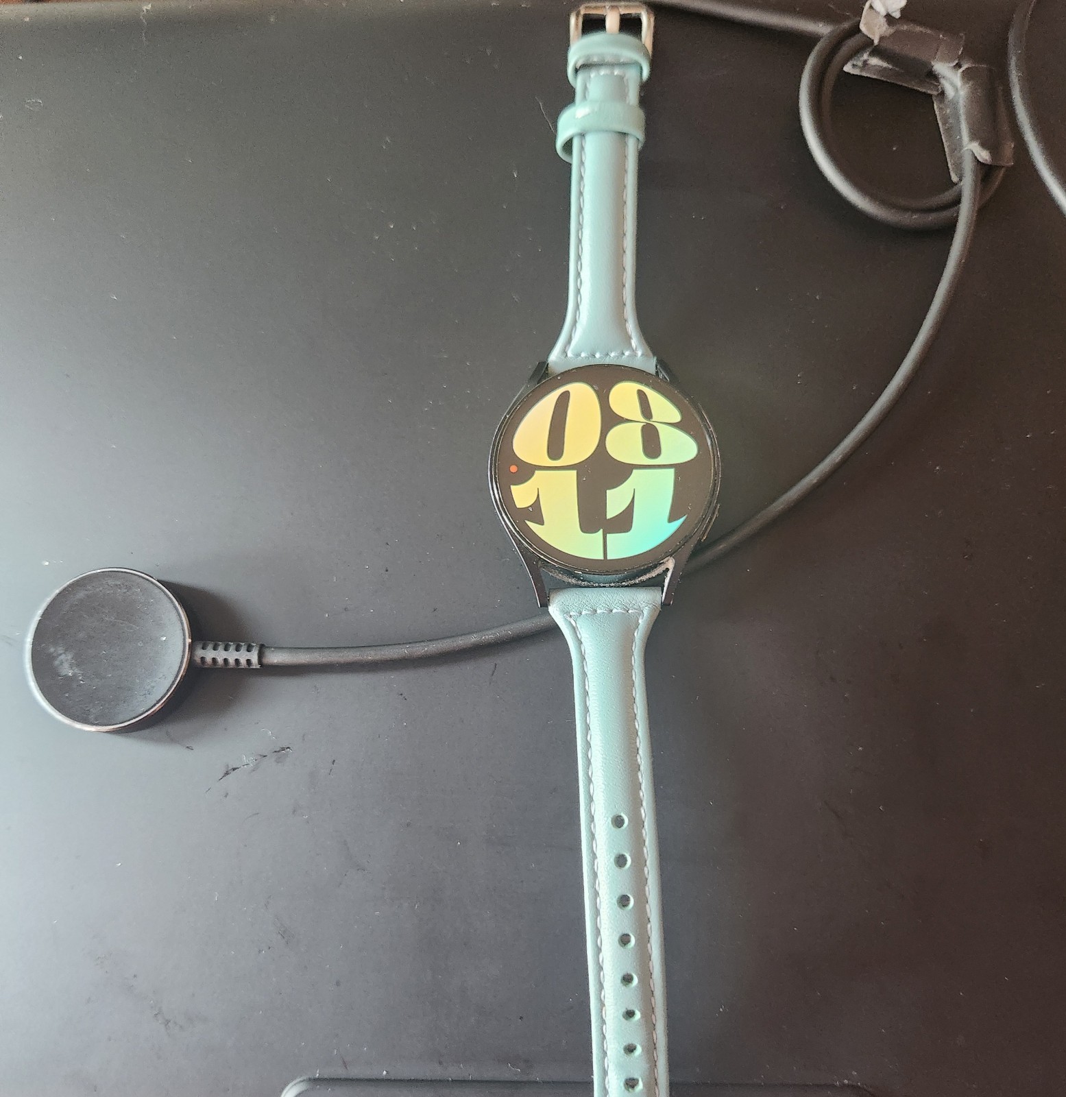 Samsung Galaxy Watch 6 In Excellent Pre-owned Condition. Blue Leather Band.