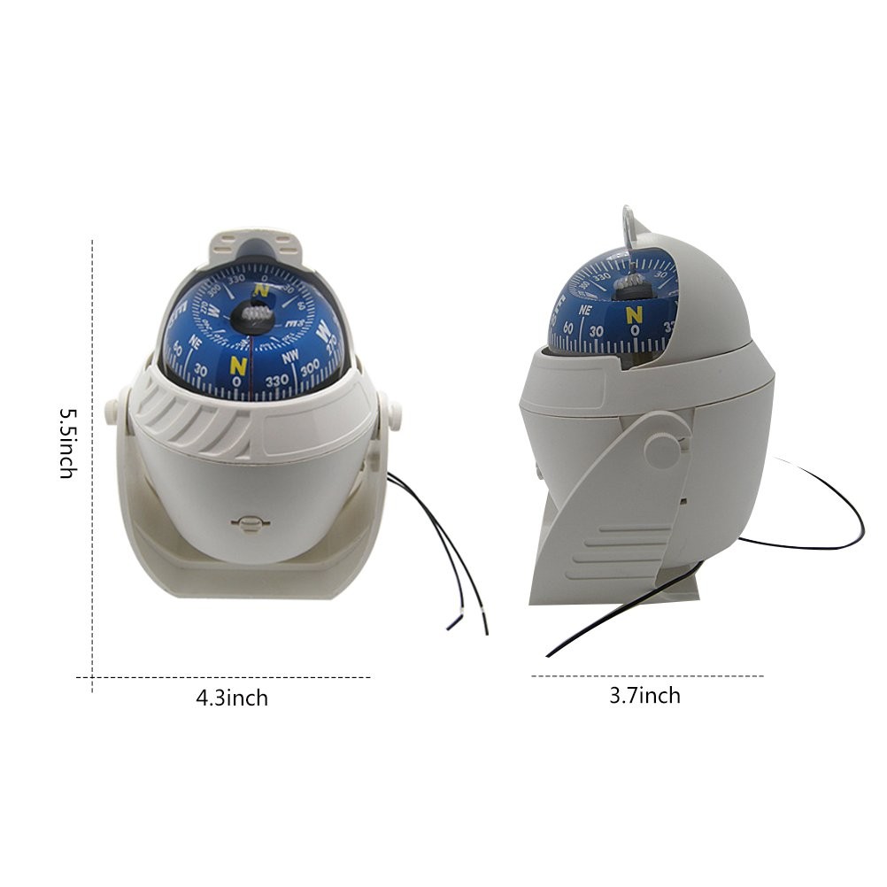 White Incandescent Light Illuminated Compass Indicator