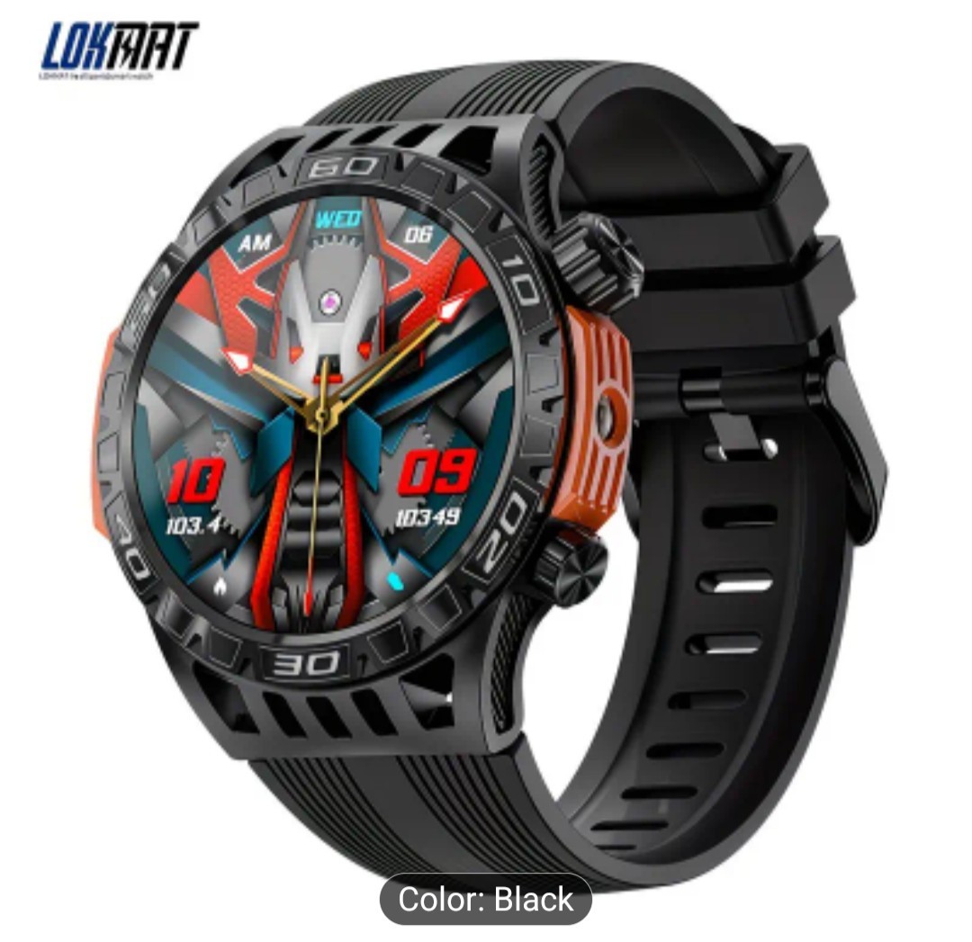 LOKMAT ZEUS 6 PRO Outdoor Smart Watch Black Silicone Band, HD Screen iOS Android