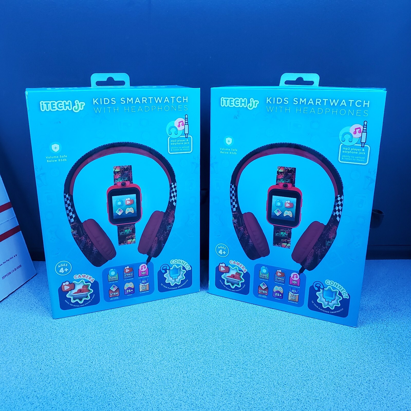 iTech Junior Boys Headphones & Smartwatch Set – Red Racing Print – STEM Games