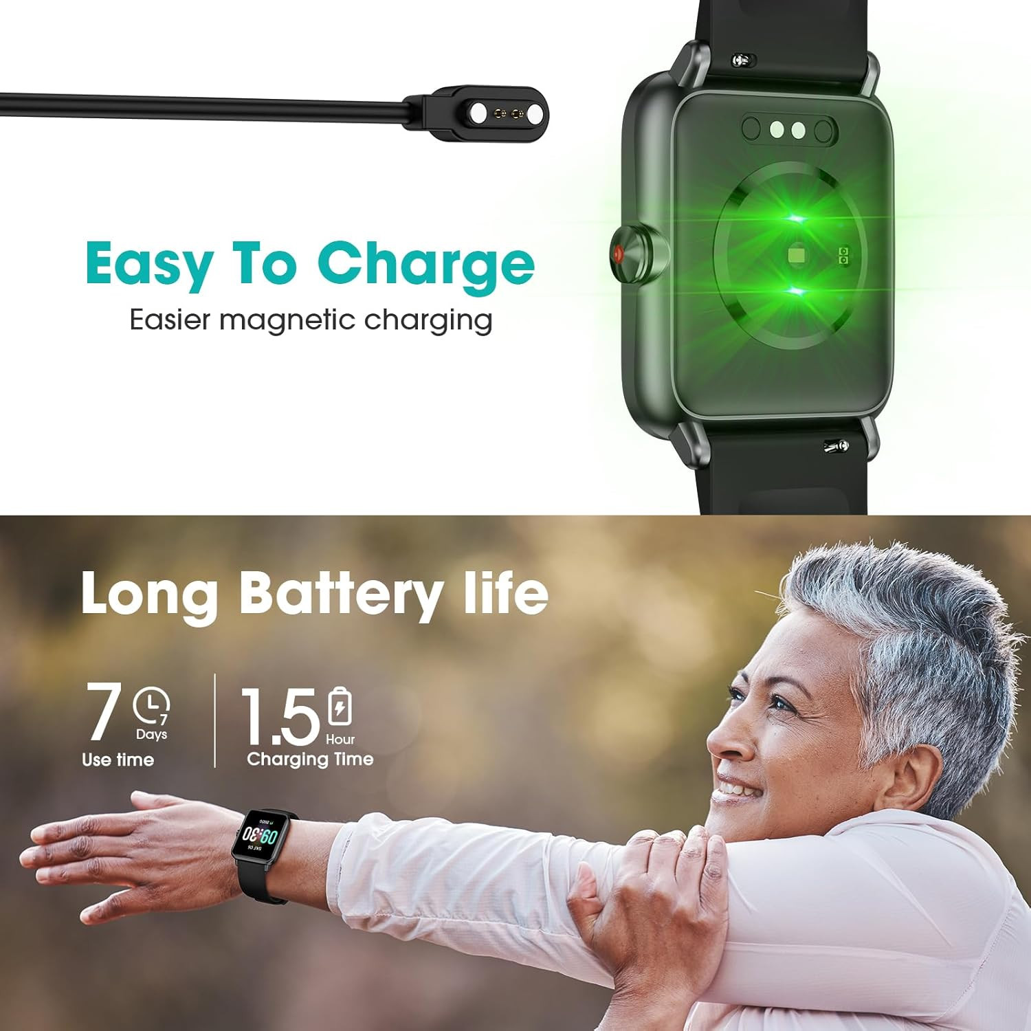 Pedometer Watch Senior Friendly No App/Phone Required, Waterproof Fitness Tracke