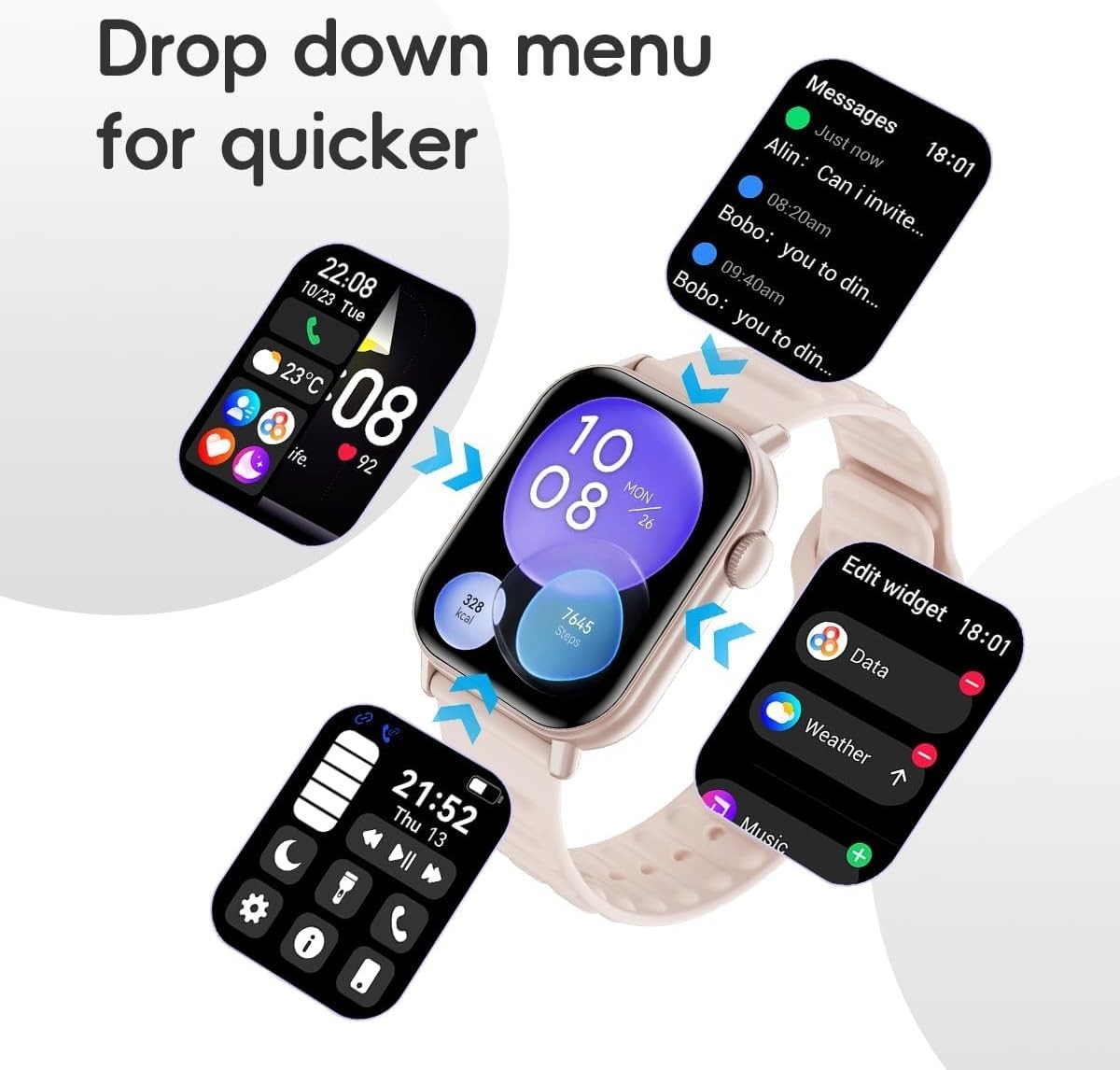 Women’s Smart Watch Bluetooth SmartWatch For Apple iPhone iOS and Android