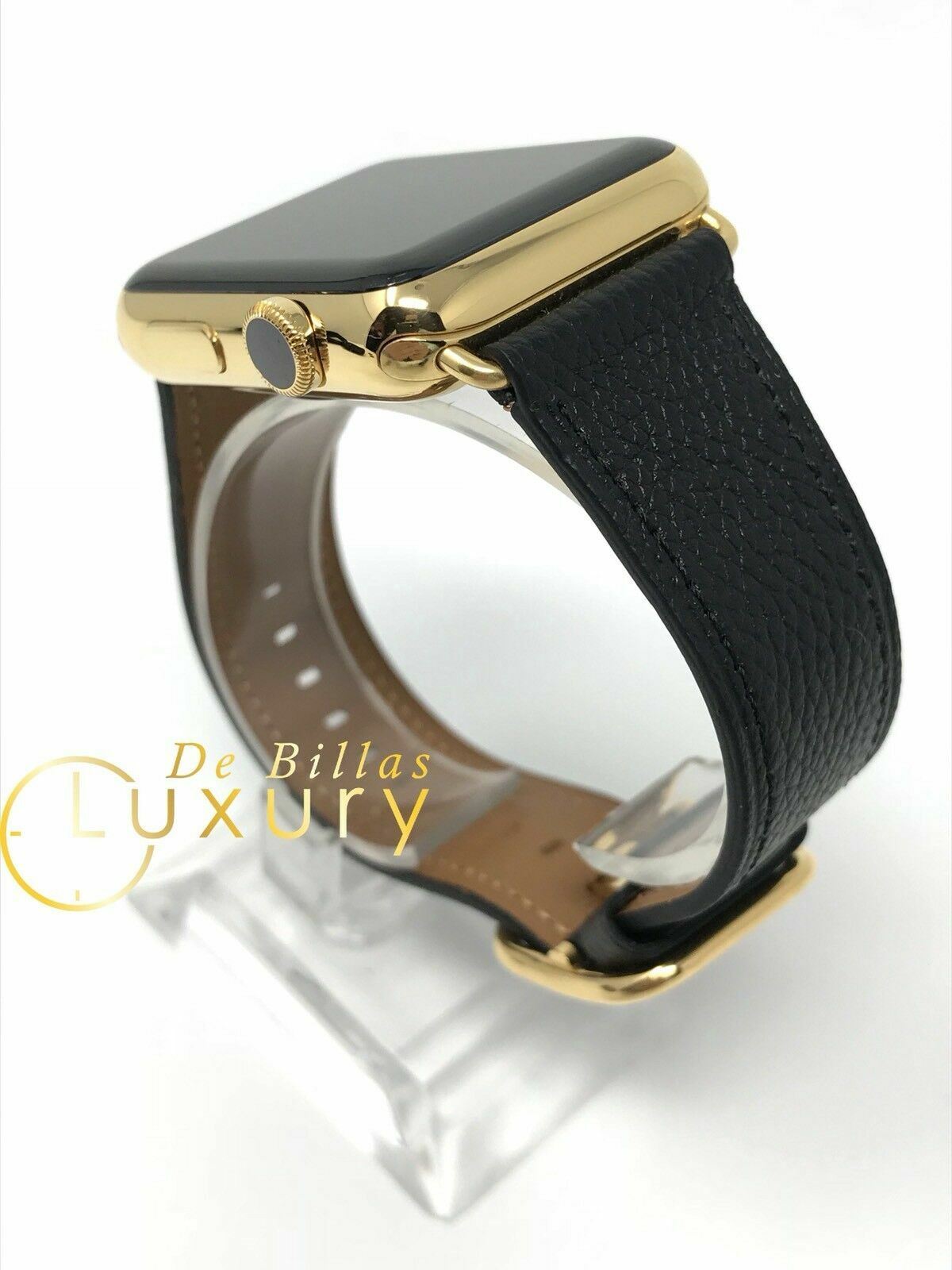 42MM Apple Watch 24K Gold Plated W/Black and Brown Leather Classic Buckle Gen 1