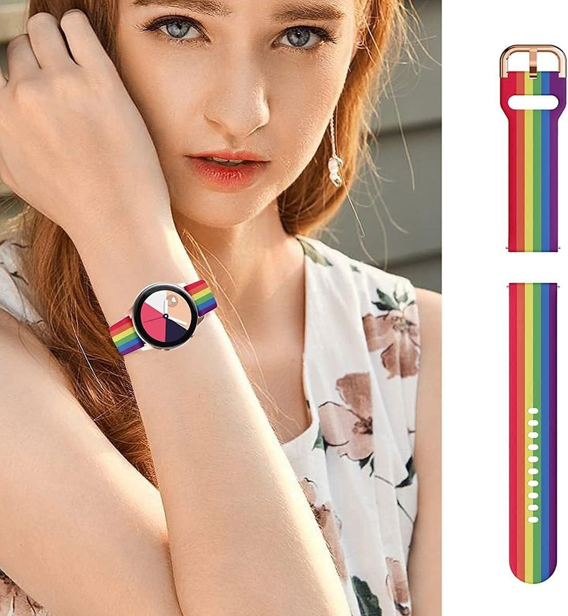Rainbow Silicone Wristband for Samsung Galaxy Watch Active 40mm/44mm Smartwatch