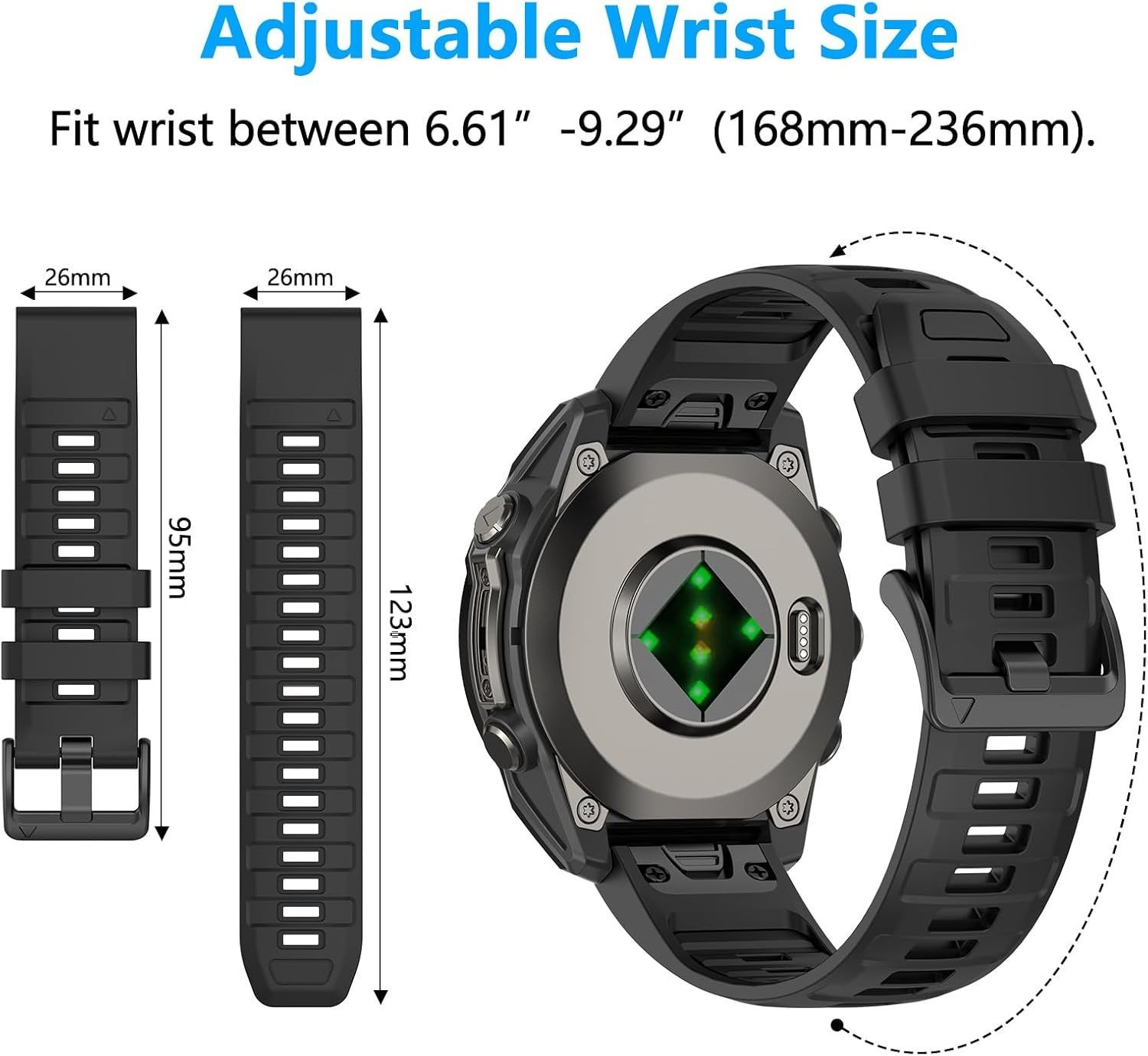 26mm Silicone Strap Compatible with Garmin Tactix 8/Fenix 8 Pro 51mm