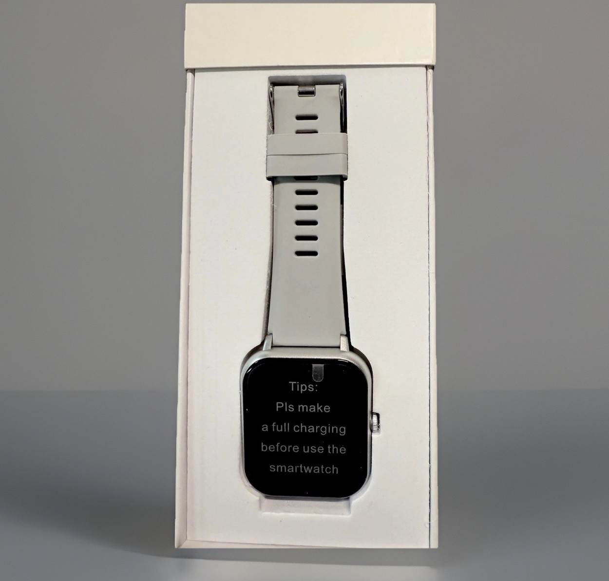 Smartwatch 44mm Silver Silicone Band Compatible with Android Or iOS Health Track