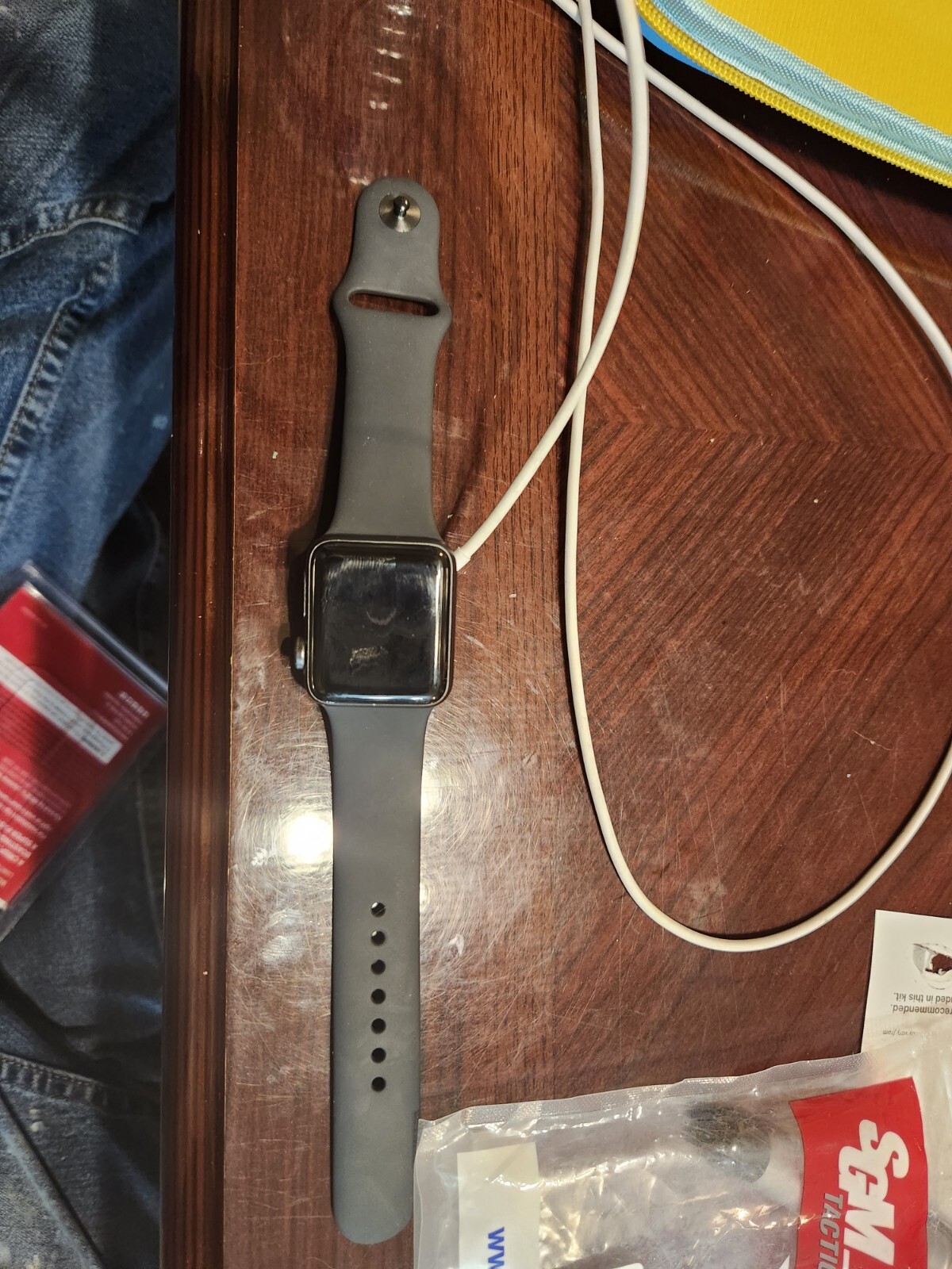 Apple Watch Series 3 38mm Space Gray Aluminum Case with Black Sport Band…