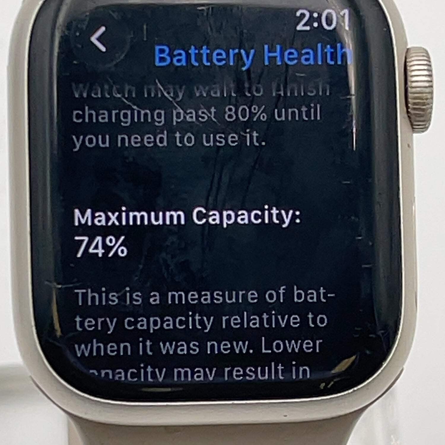 GPS Only Apple Watch Series 7 41MM Starlight Aluminum Gray Sport Band MKMY3LL/A