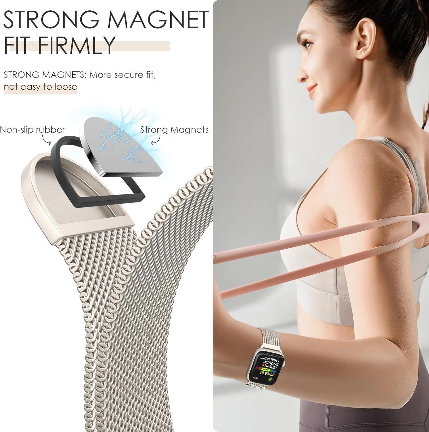 EPULY Milanese Loop Band for Apple Watch 38mm 40mm 41mm with Adjustable Magnetic