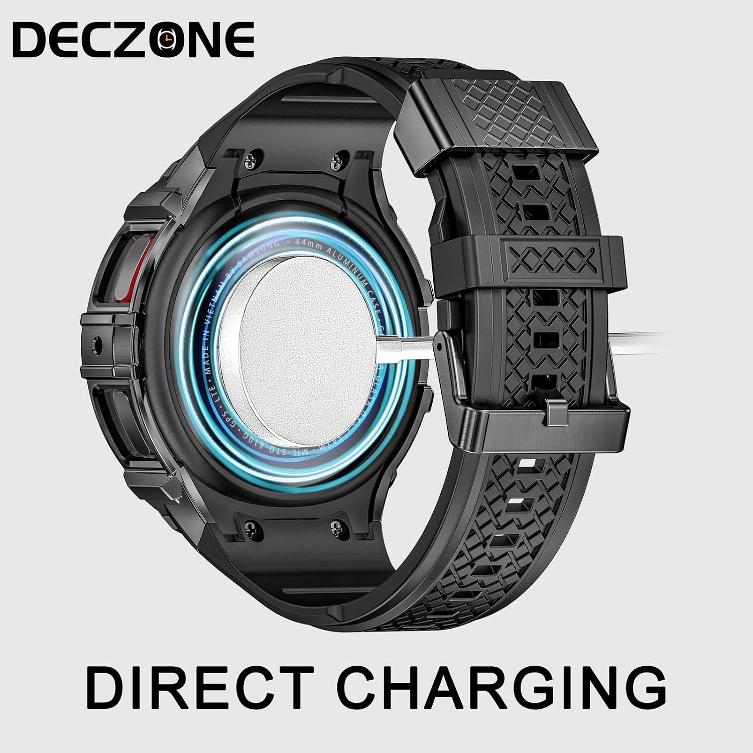 Case for Samsung Galaxy Watch 6 44mm Silicone Cover Protective for Men (Grey)