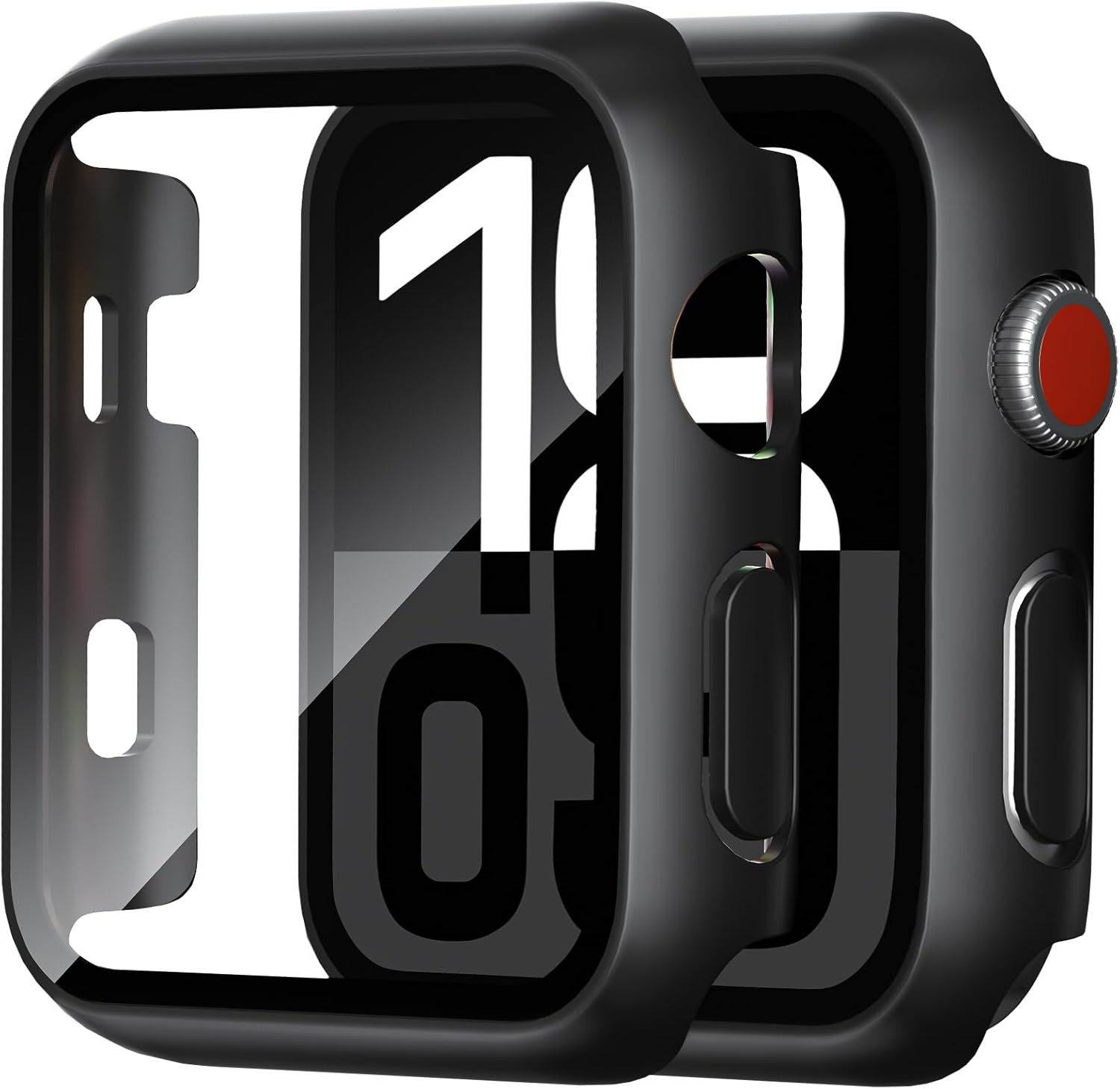 2 Pack Black Case for 38mm Apple Watch, Hard PC with Tempered Glass Guard Bumper