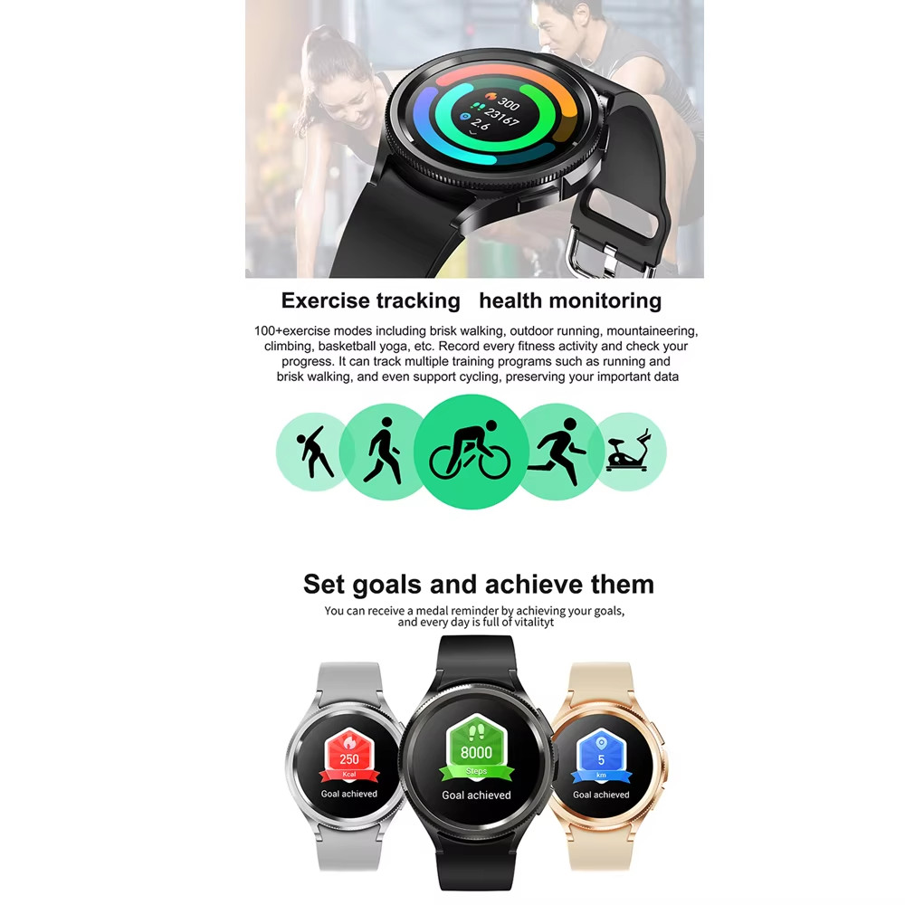 Smart Watch 6 Classic: GPS, health tracking, heart rate, waterproof, BT.