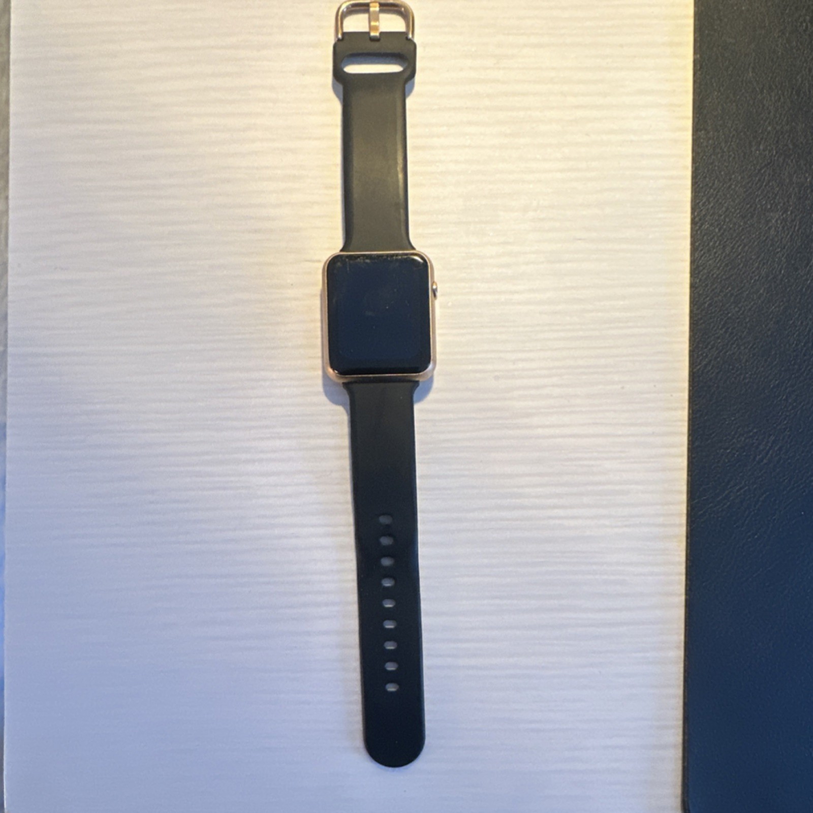 iTECH Fusion Smart Watch 41mm Gold Metal Case Black Silicone Band