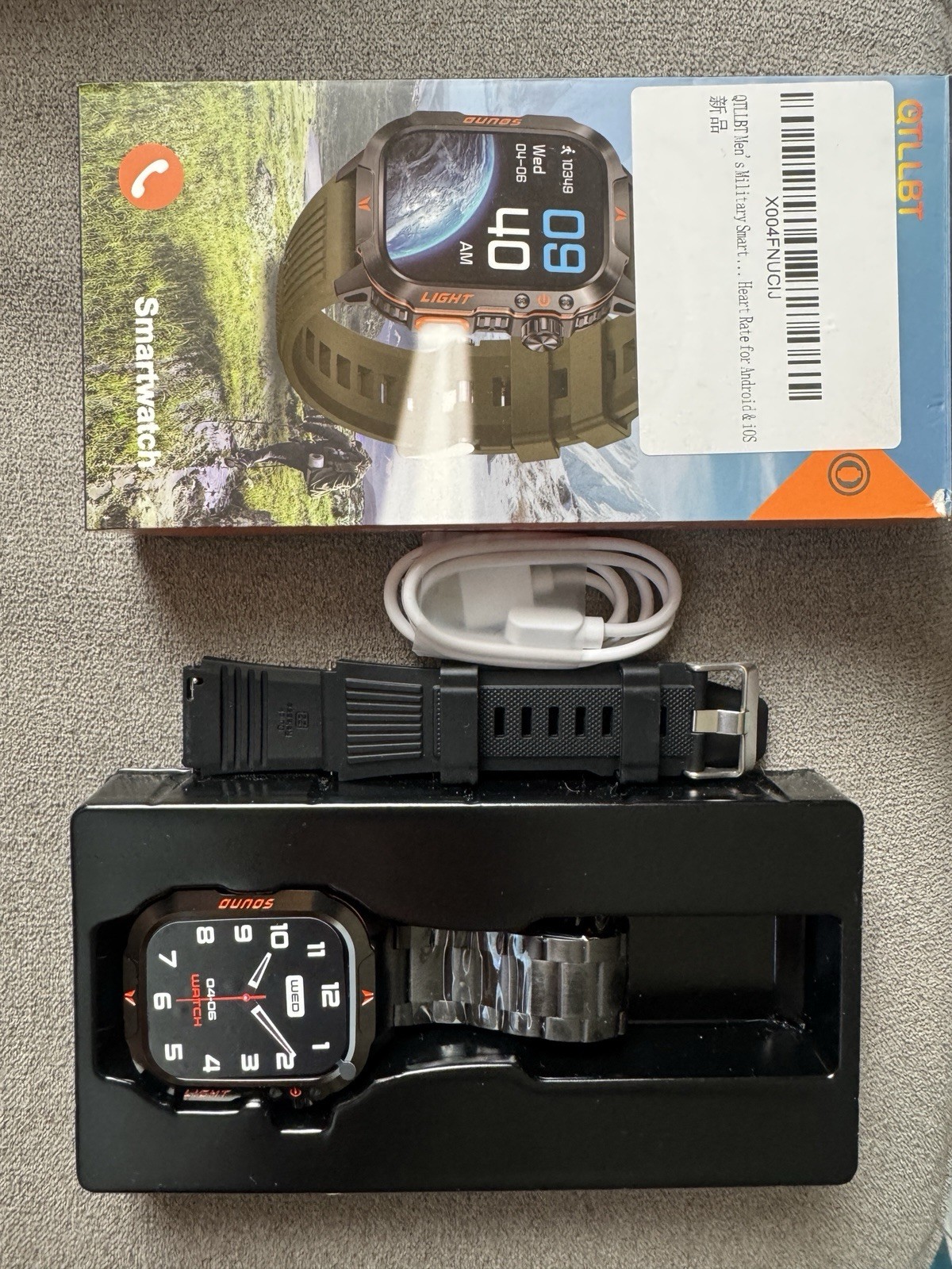HT22 Tactical Camo Smartwatch IP68 LED Flashlight GPS Fitness Bluetooth New