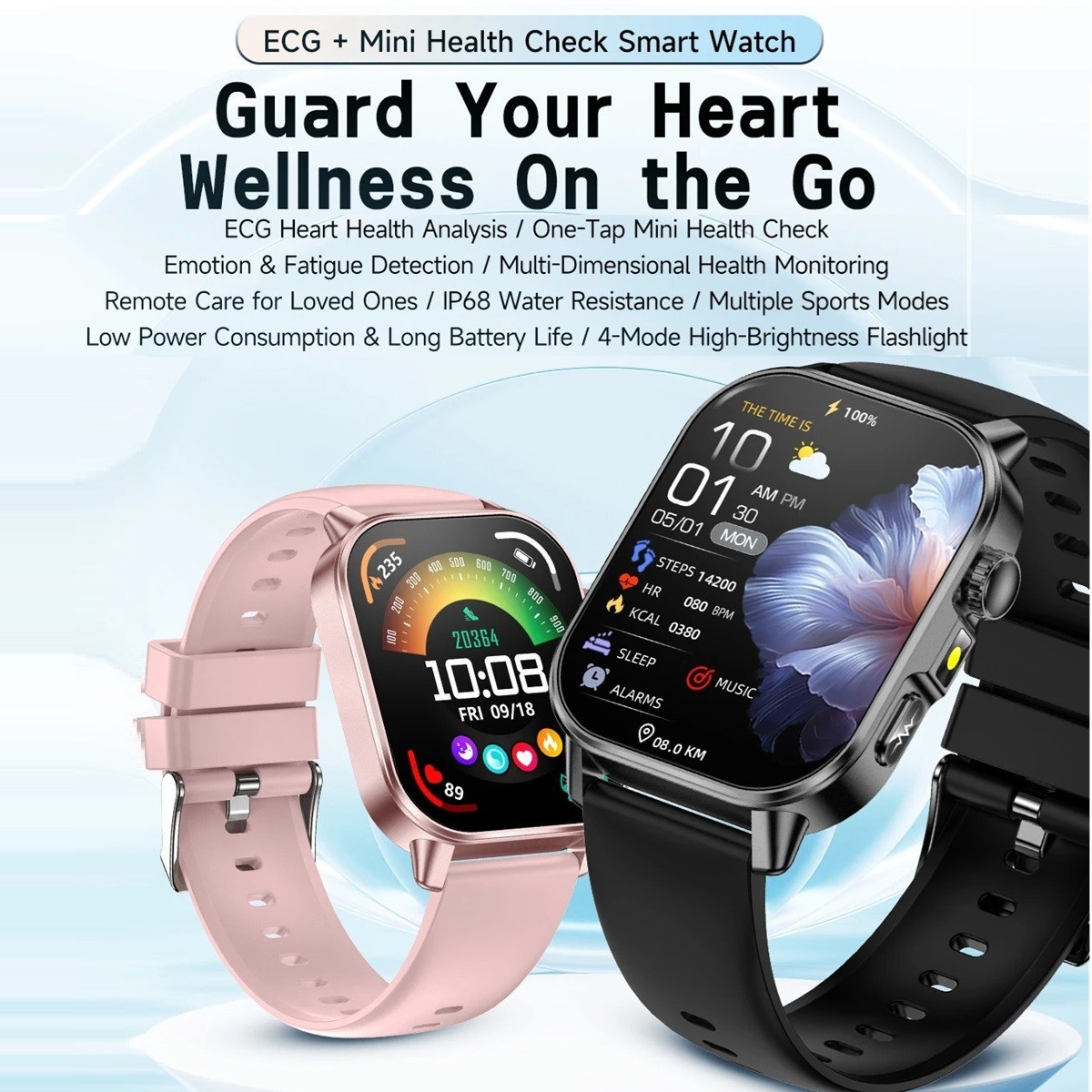 ET571 ECG+PPG 2.0″ Smart Watch Bluetooth Call Health Monitoring IP68 Waterproof